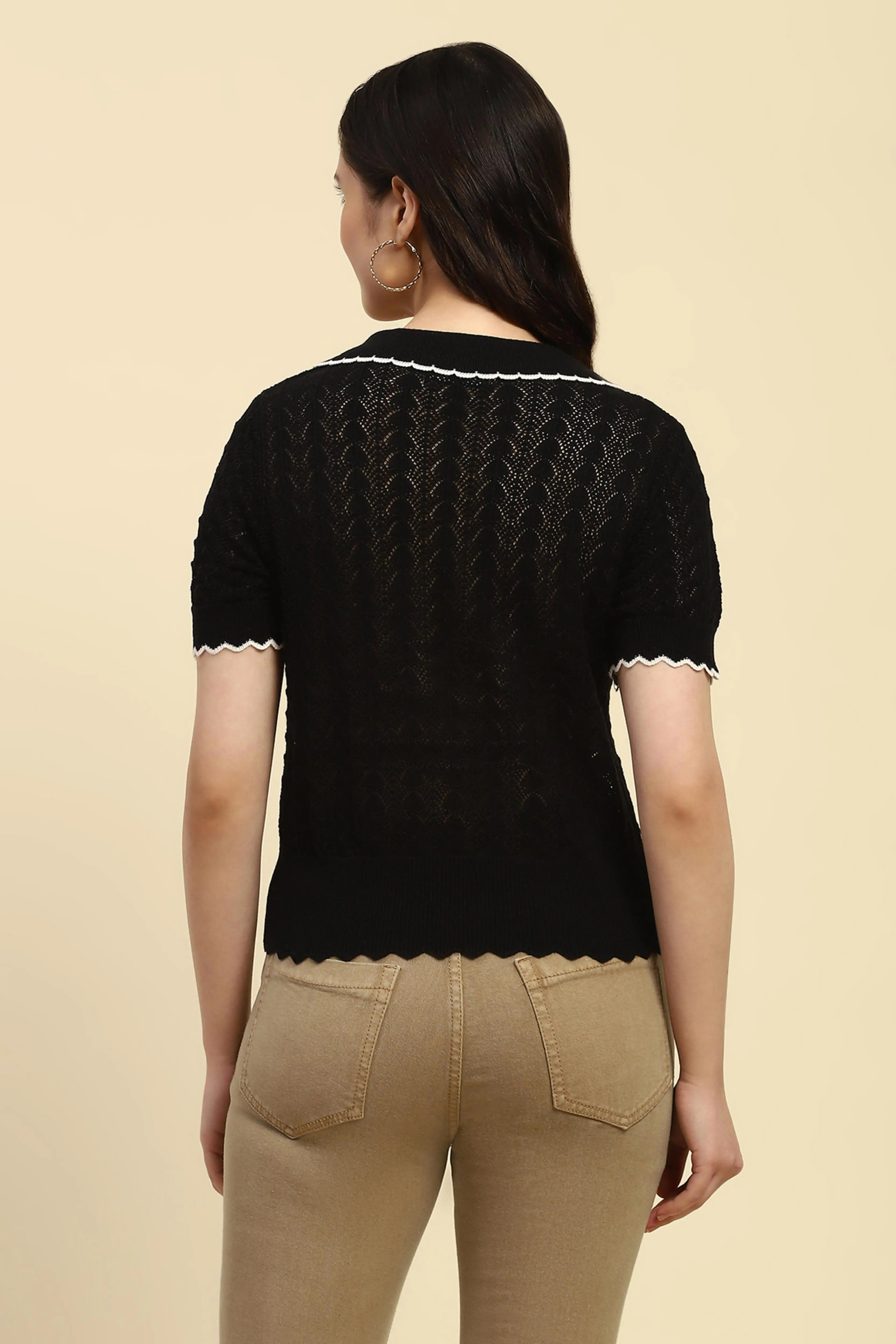 Textured Cotton Blend Crop Top - Global Republic