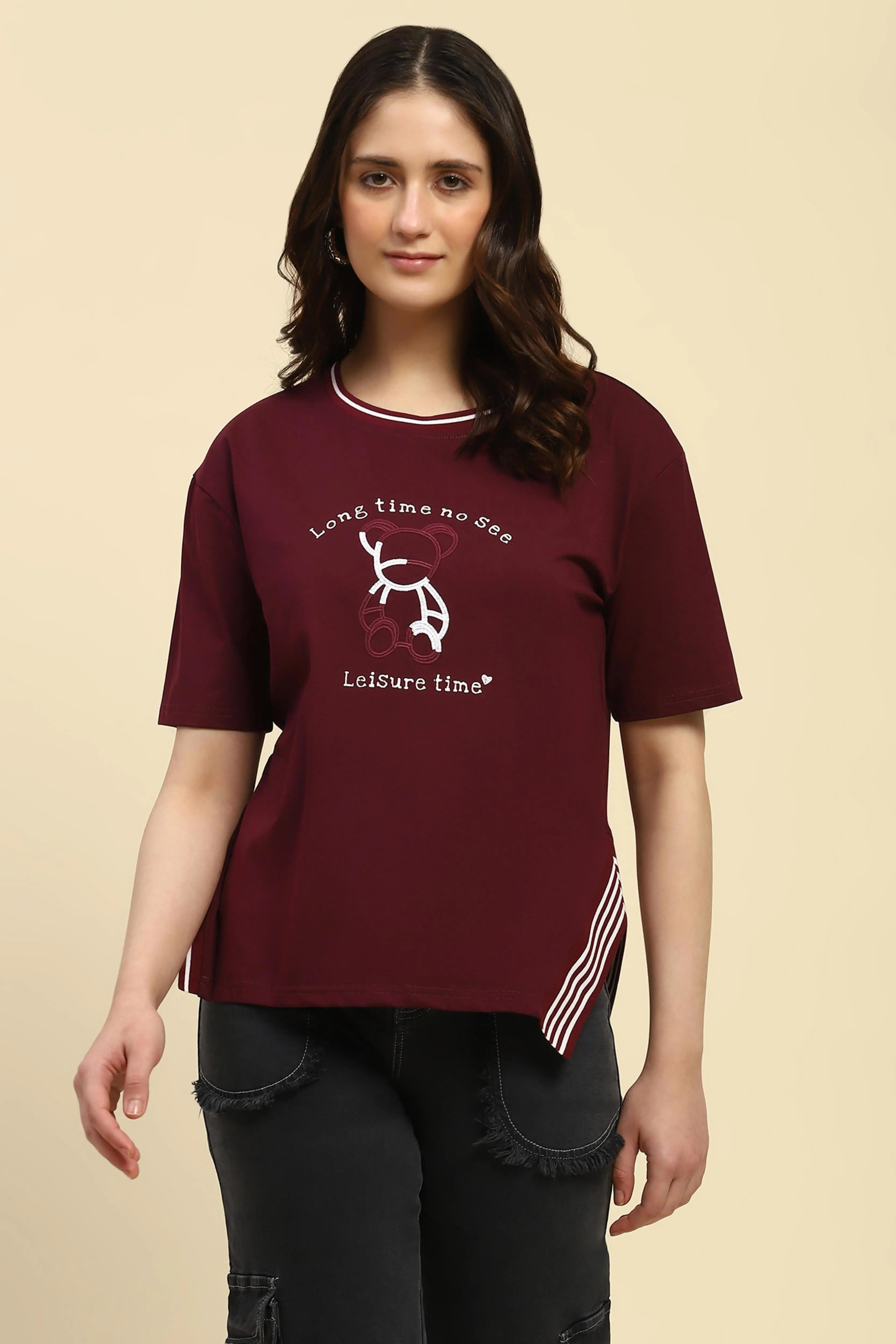 Wine Embroidered Cotton Top - Global Republic