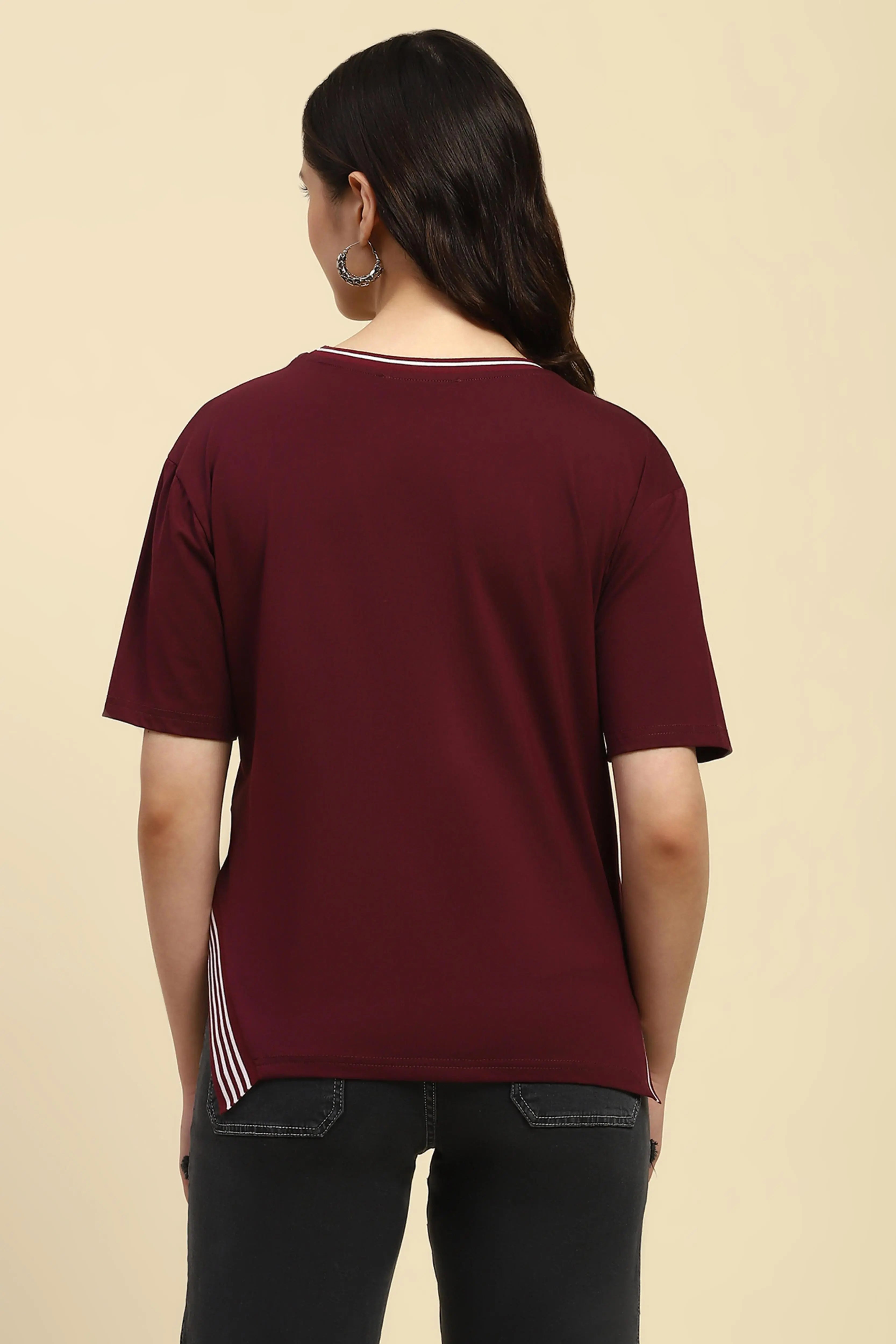 Wine Embroidered Cotton Top - Global Republic