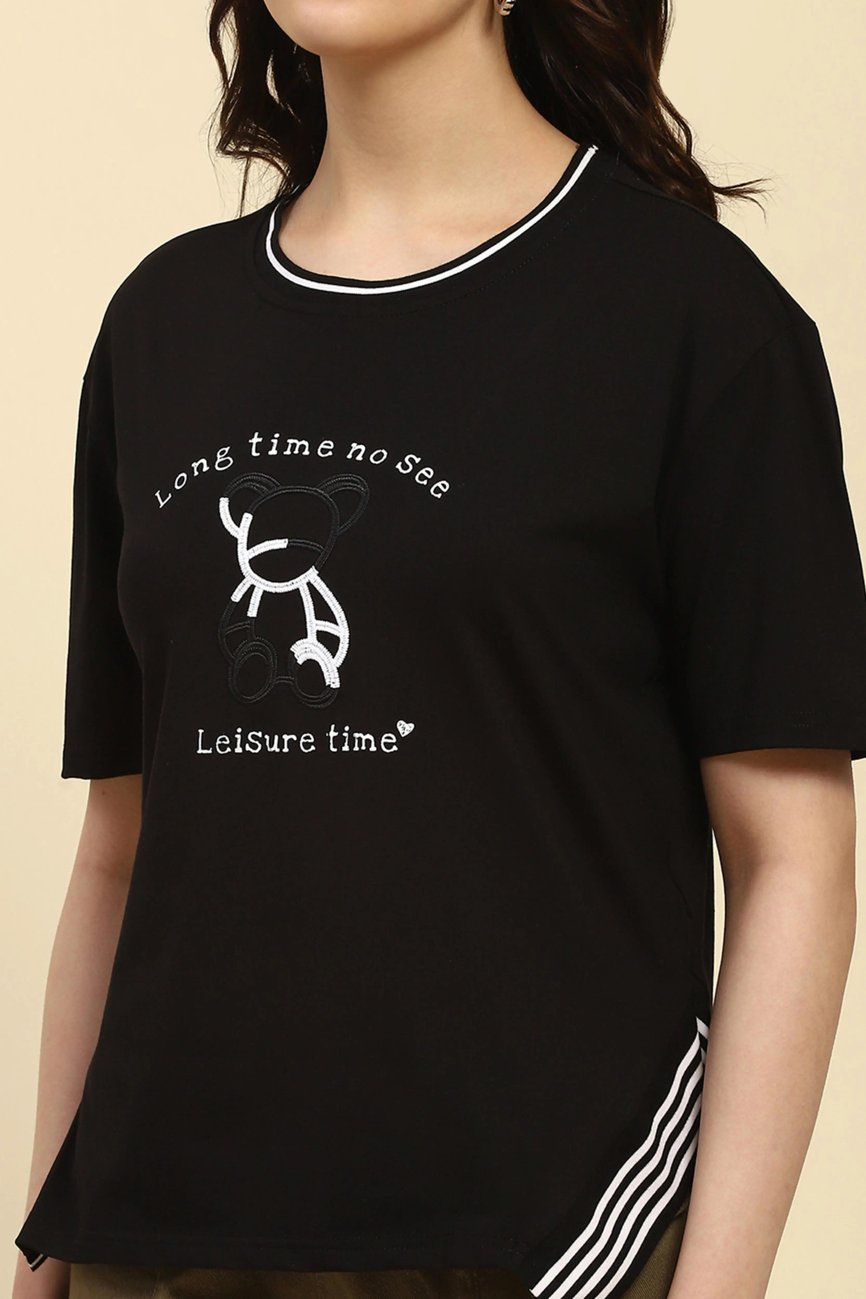 Black Embroidered Cotton Top - Global Republic