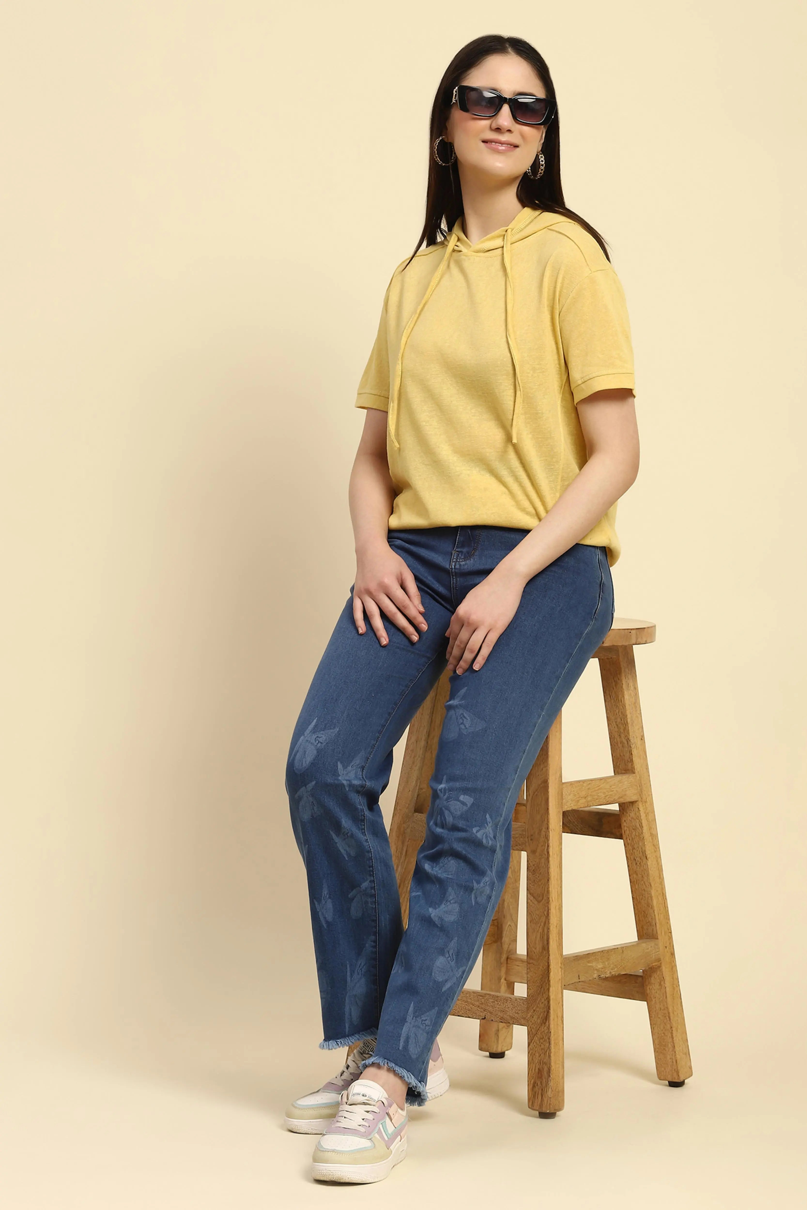 Yellow Cotton Blend Relaxed Top - Global Republic