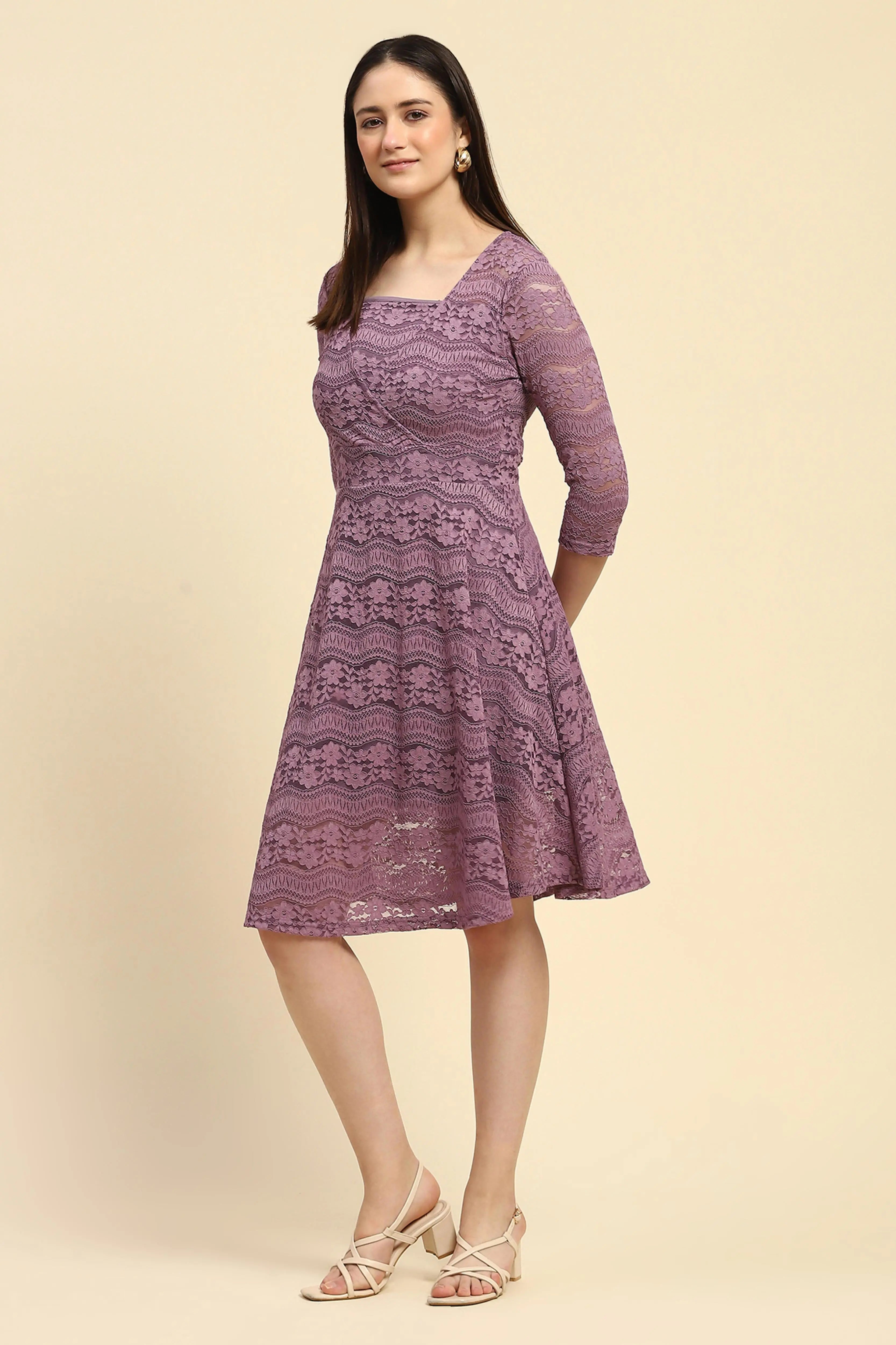 Lace Floral Fit & Flare Dress - Global Republic