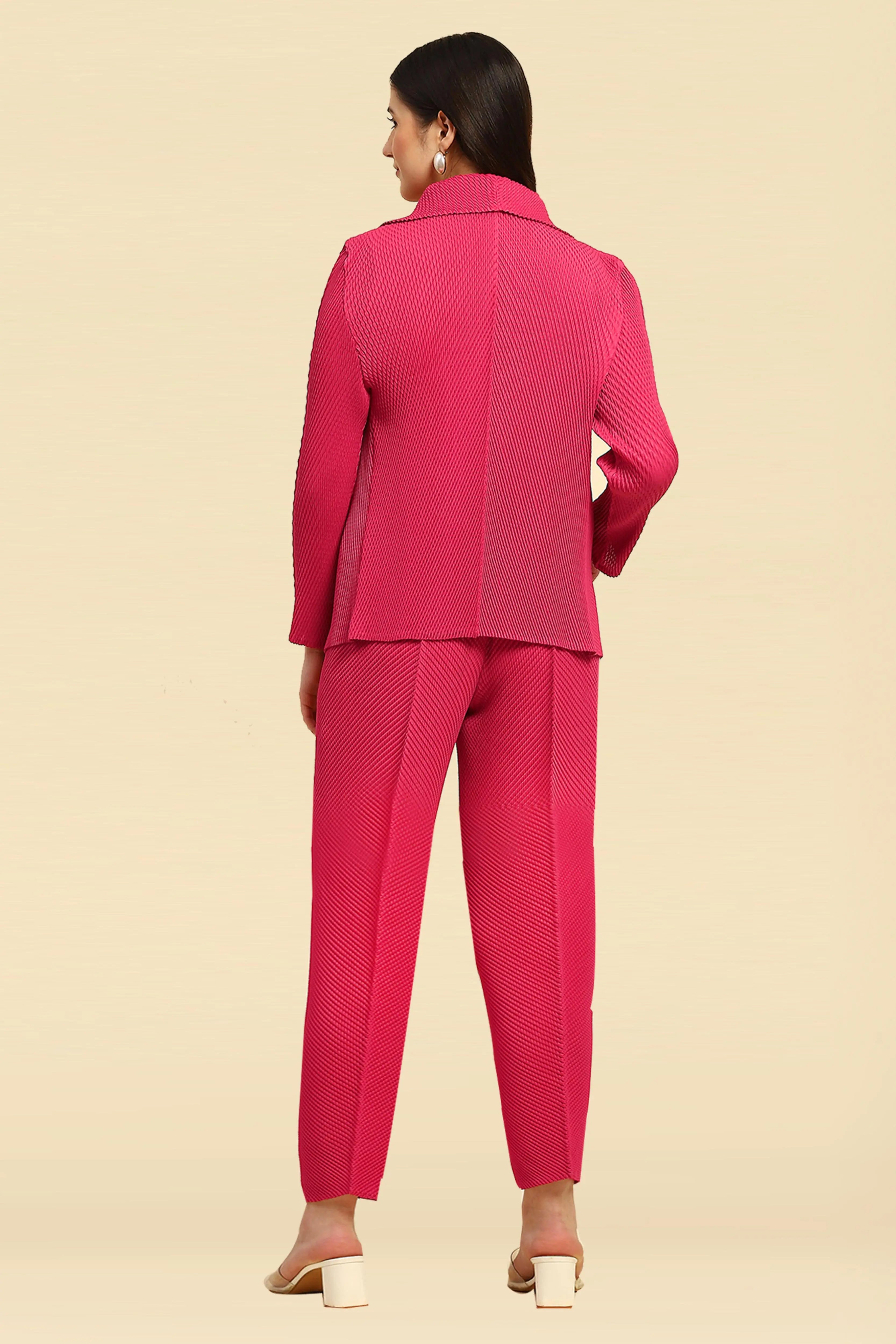 Hot Pink Poly Blend Co-ord Set - Global Republic