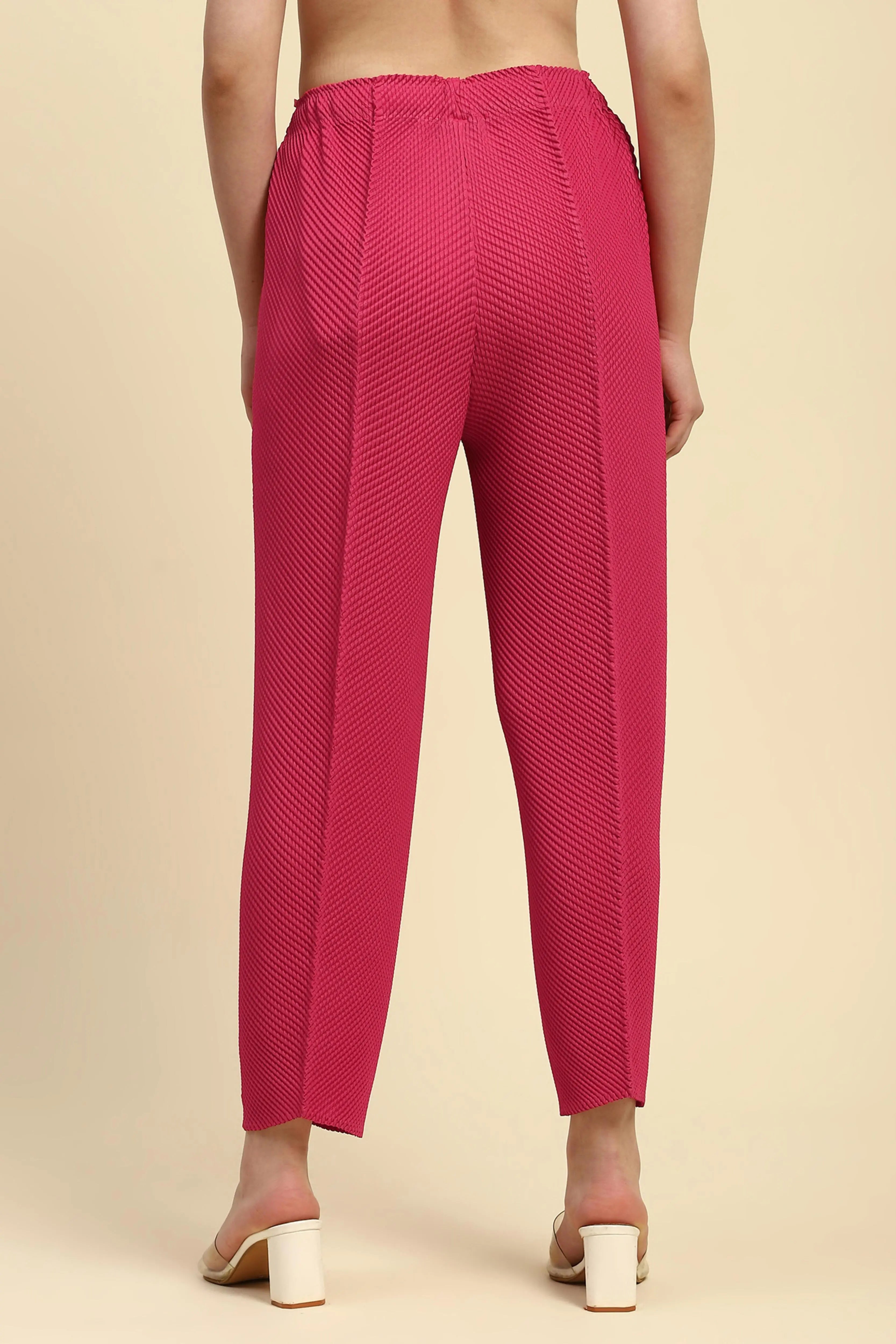 Hot Pink Pleated  Loose Lower - Global Republic