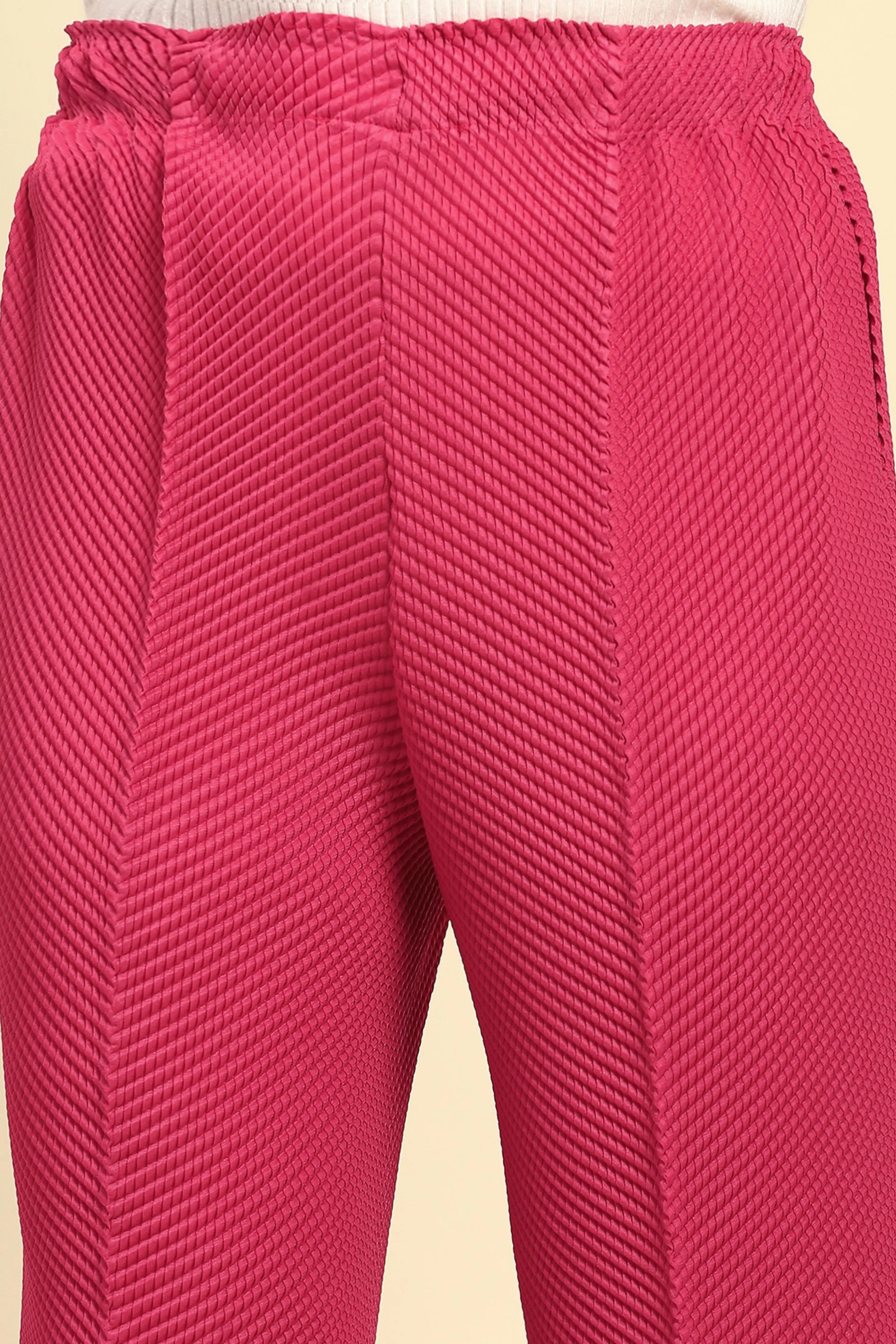 Hot Pink Pleated  Loose Lower - Global Republic
