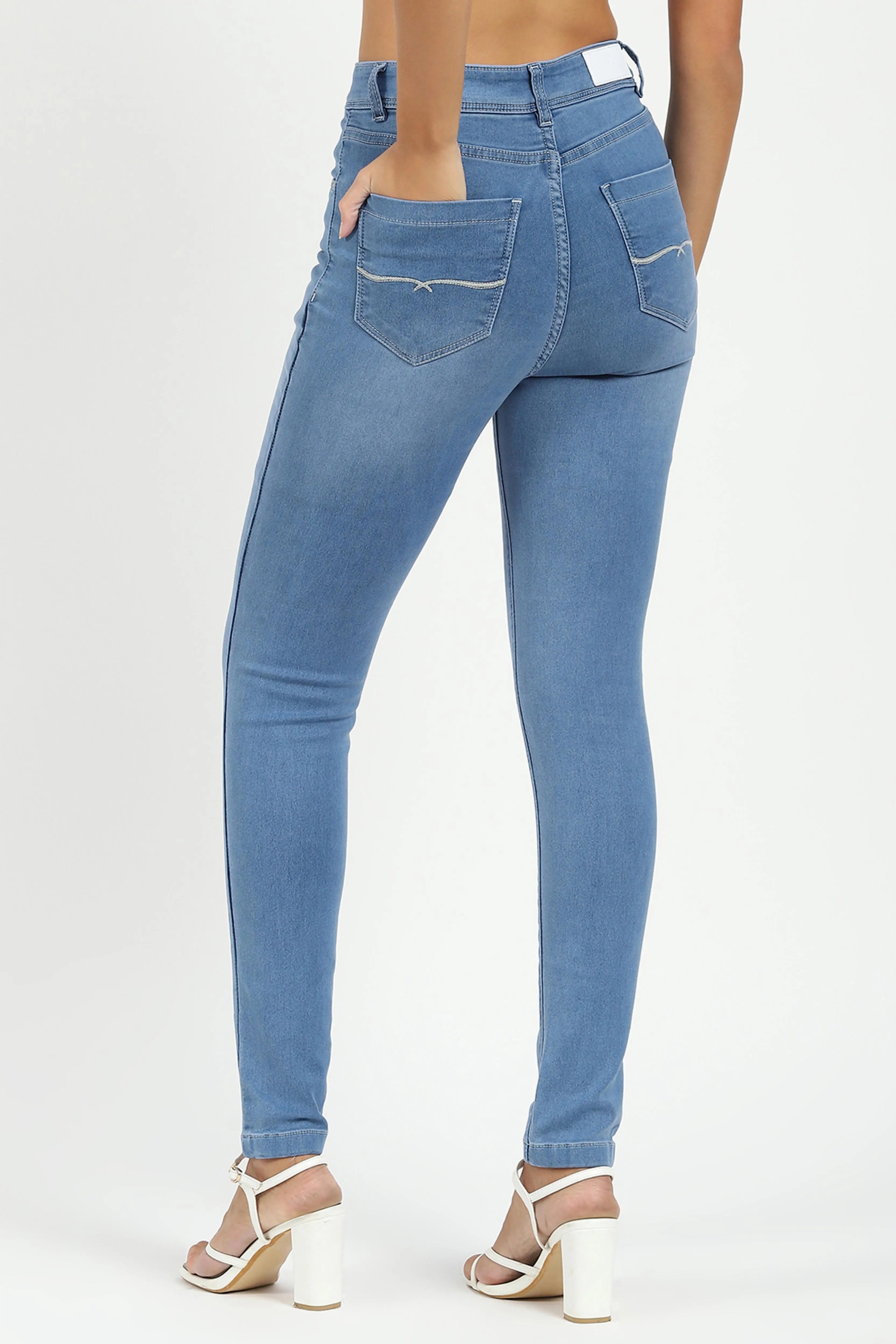 Blue High Waist Slim Jeans - Global Republic
