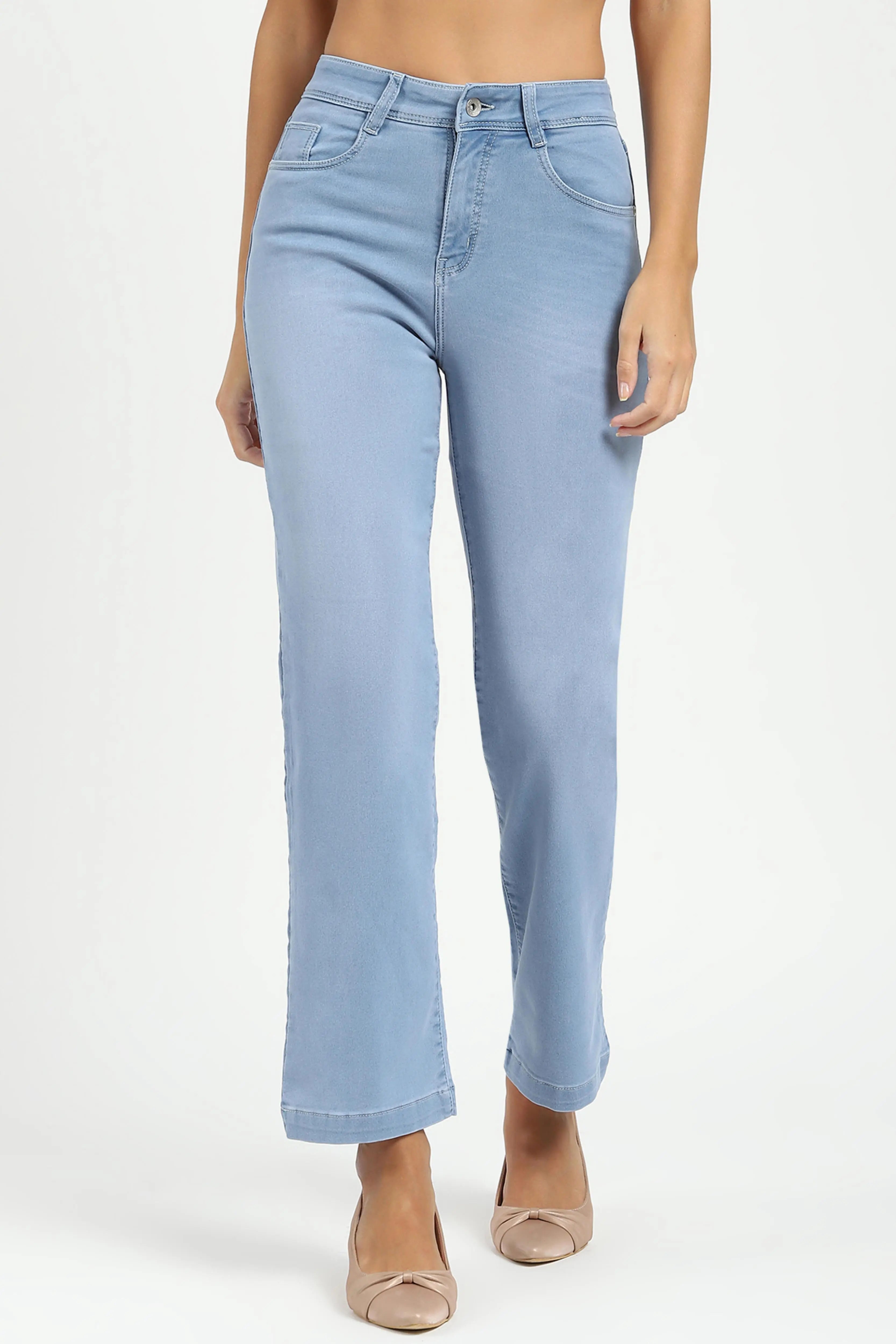 Blue High Waist Straight Jeans - Global Republic