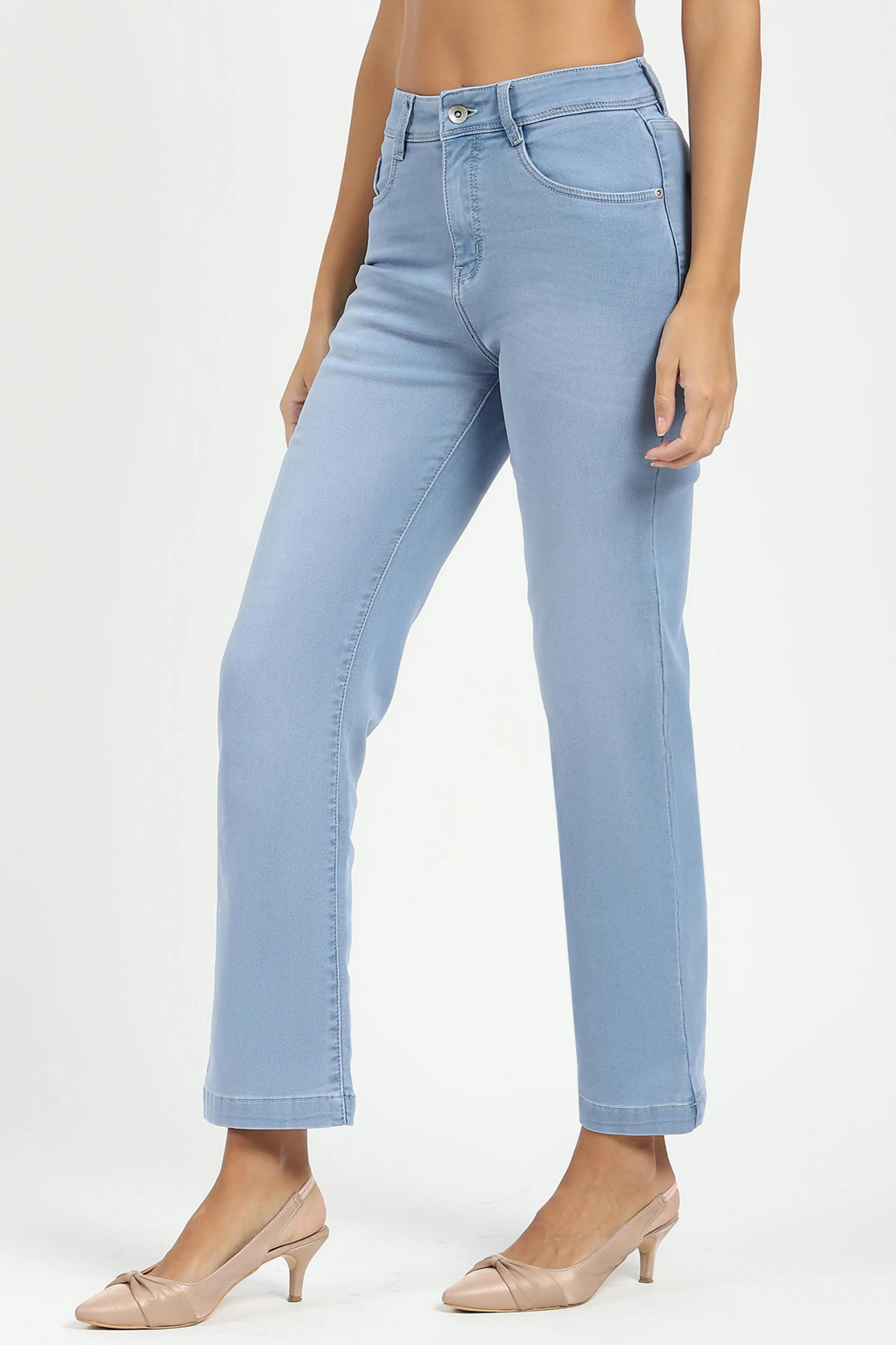 Blue High Waist Straight Jeans - Global Republic