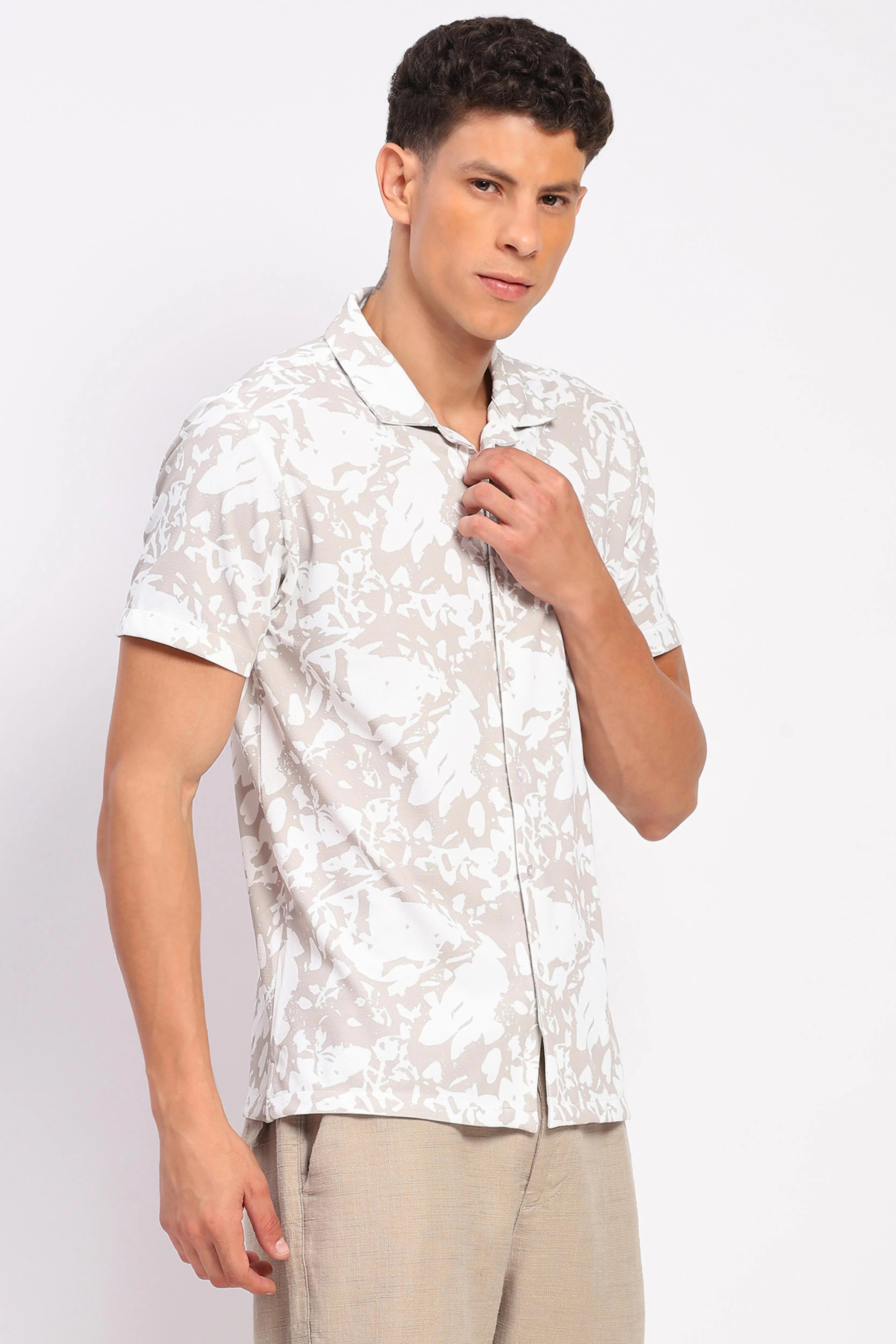 Beige Abstract Print Shirt - Global Republic