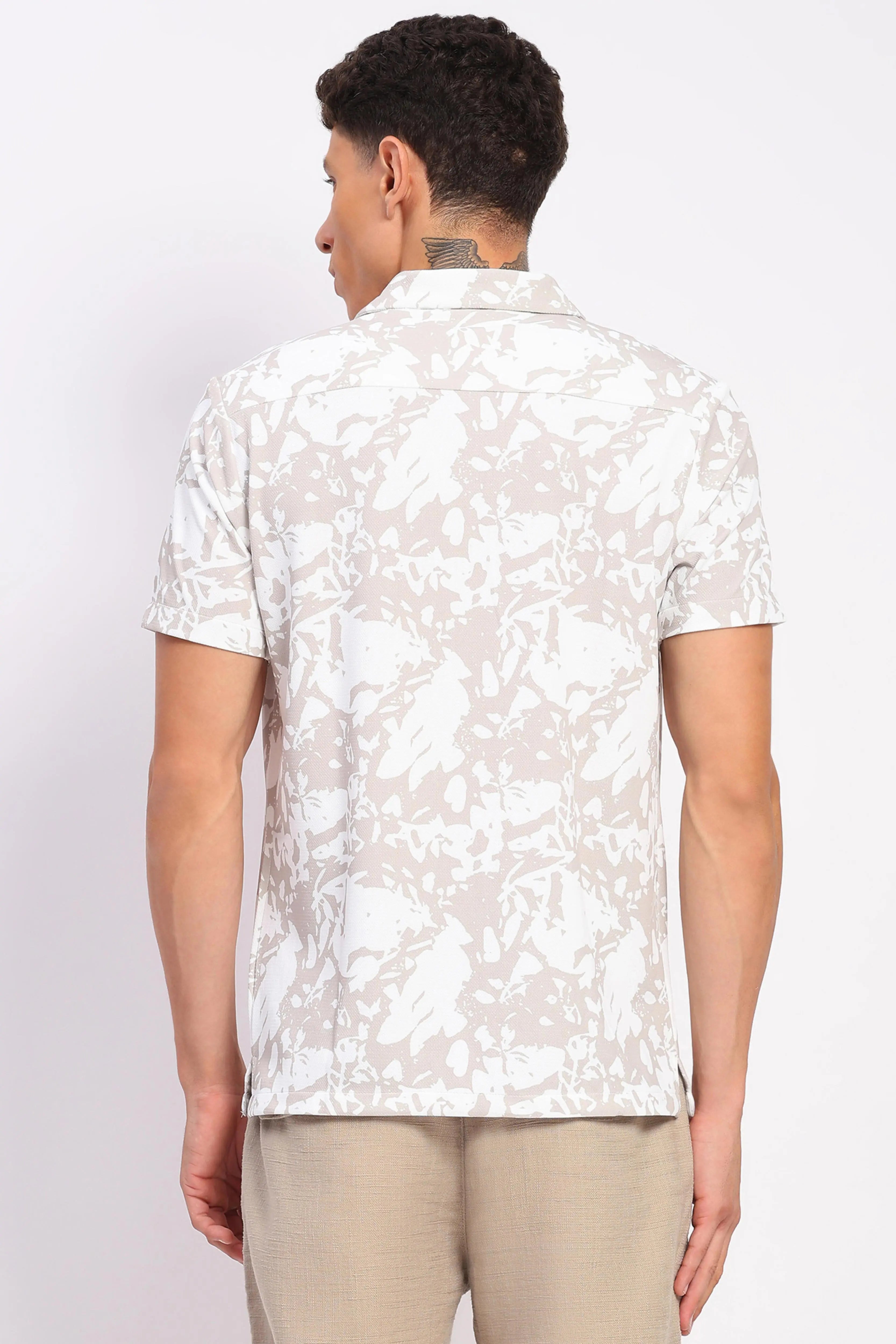Beige Abstract Print Shirt - Global Republic