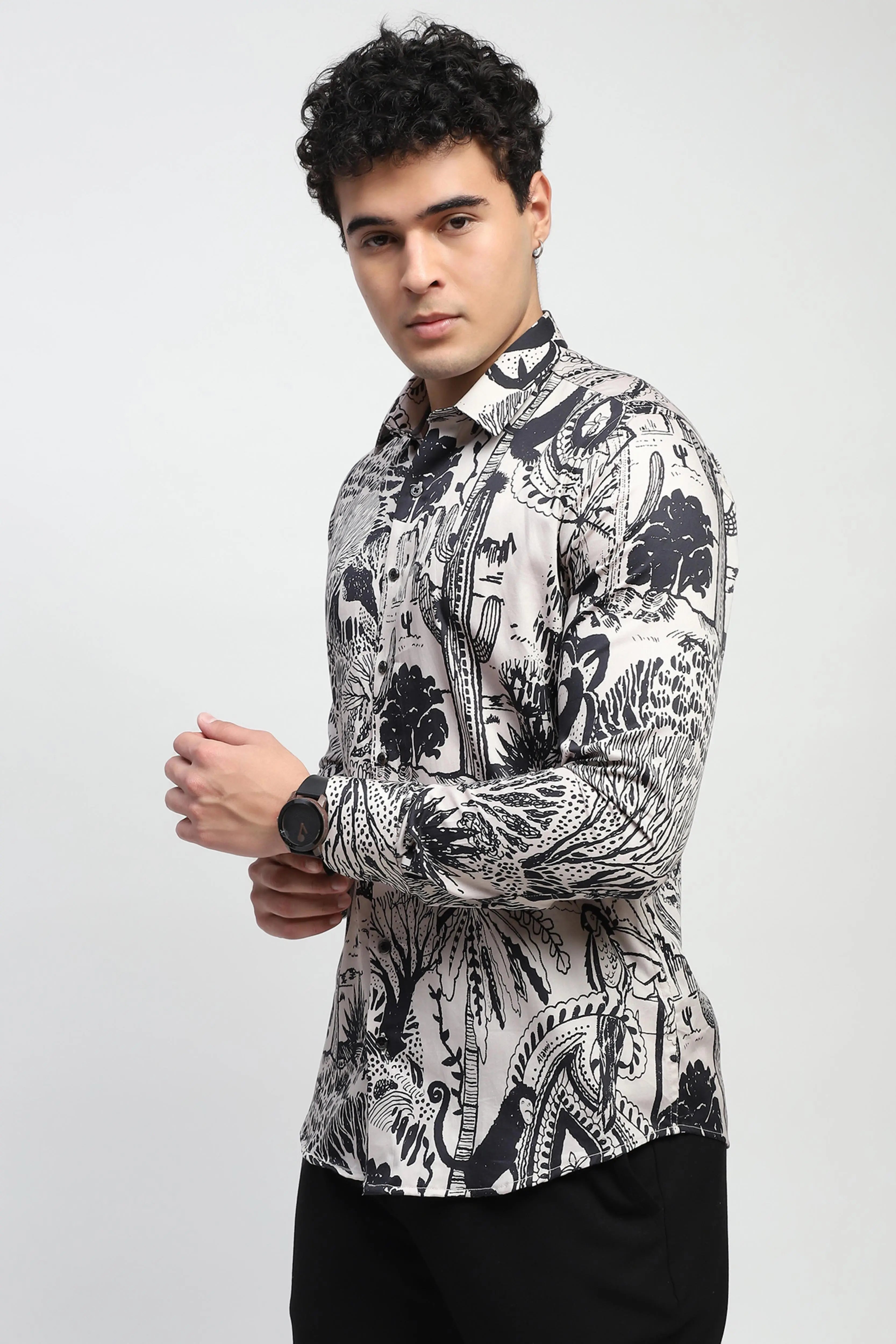 Tropical Print Cotton Regular Fit Shirt - Global Republic