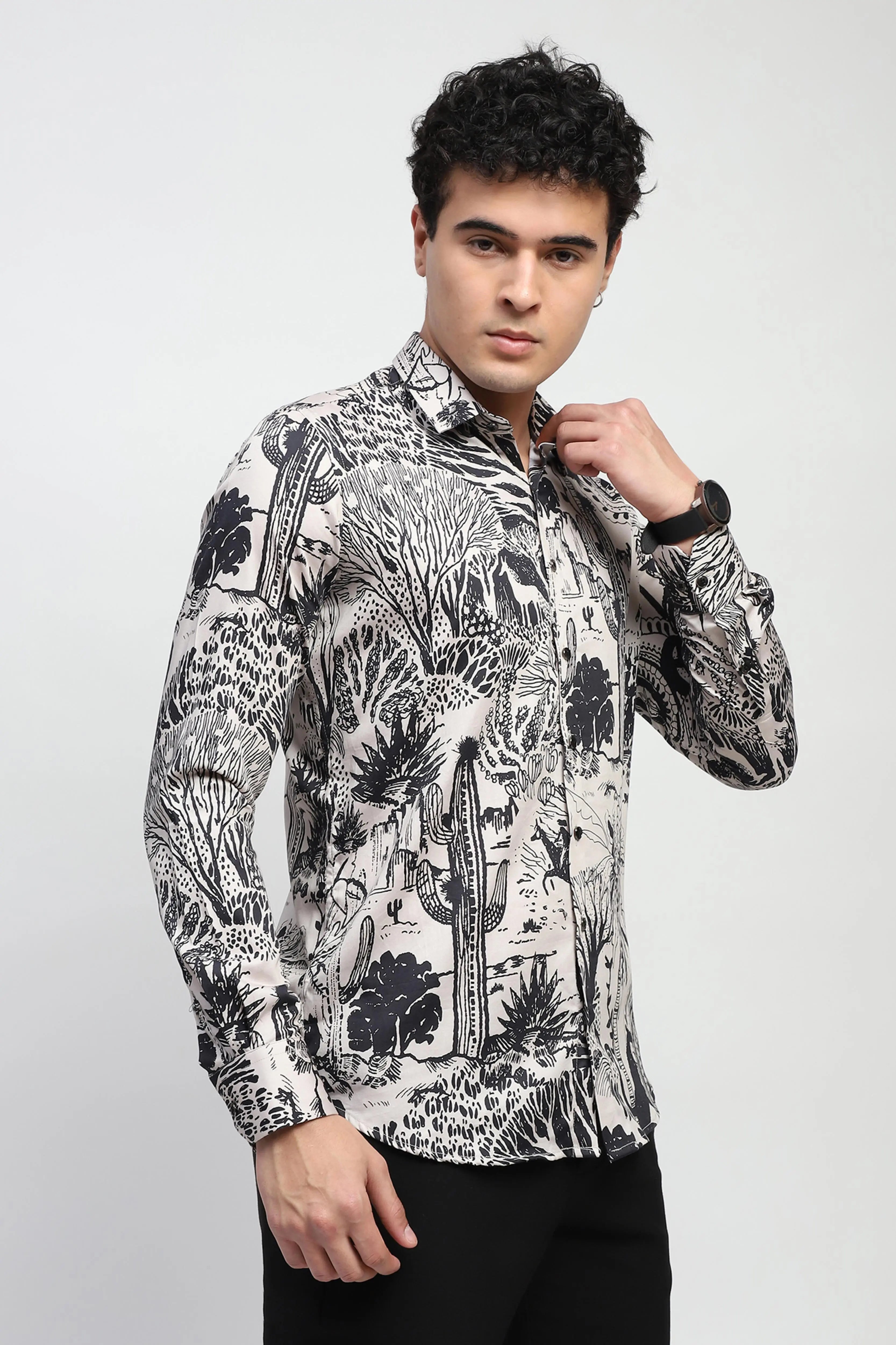 Tropical Print Cotton Regular Fit Shirt - Global Republic