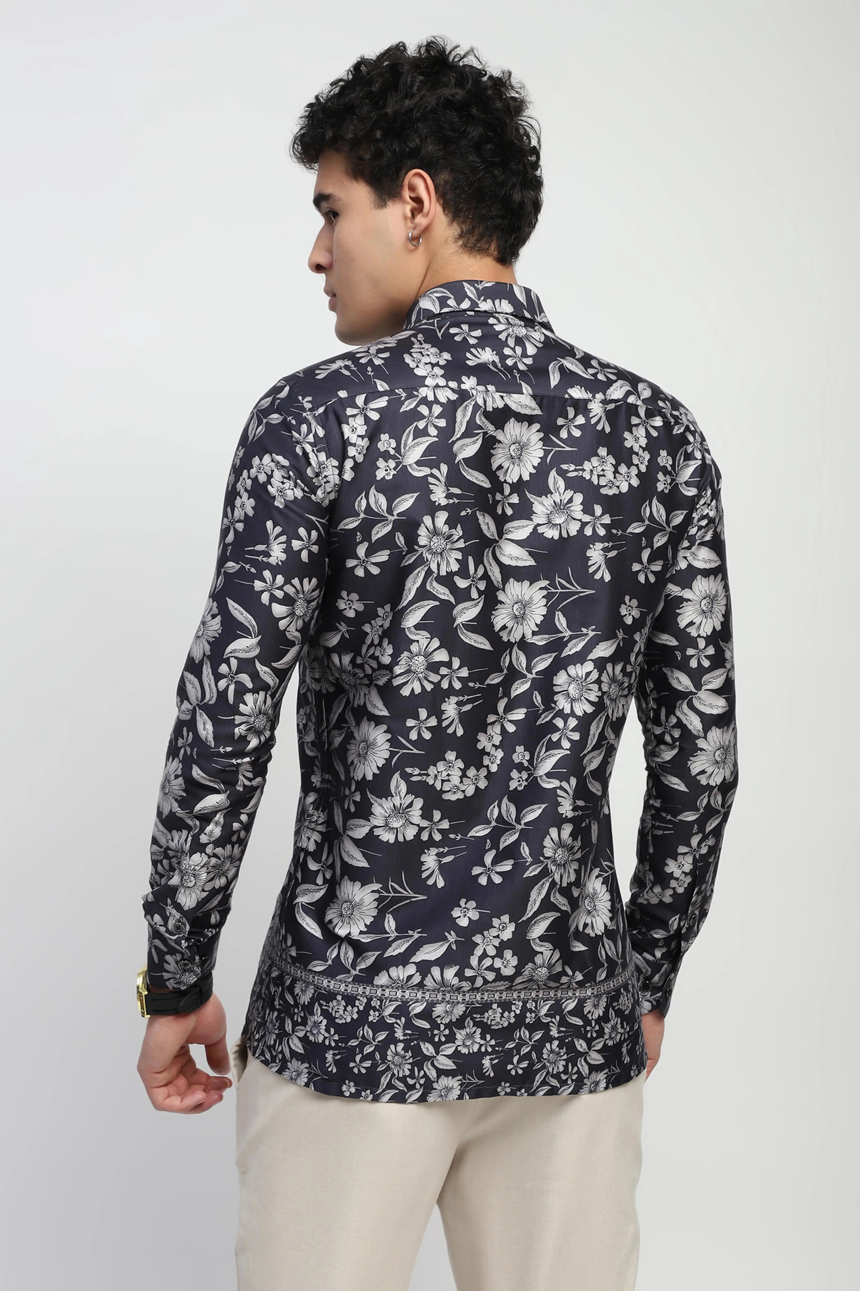 Black Floral Cotton Shirt - Global Republic