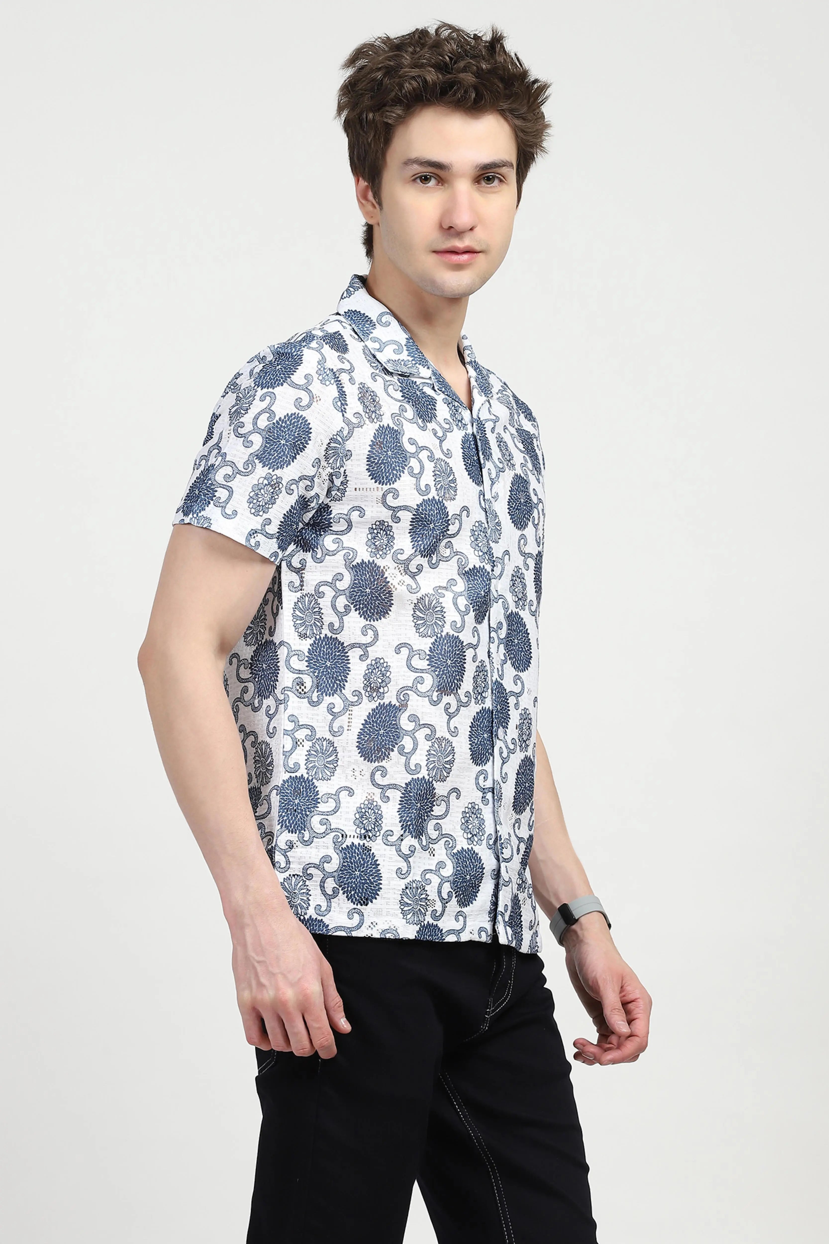 Blue Floral Print Shirt - Global Republic