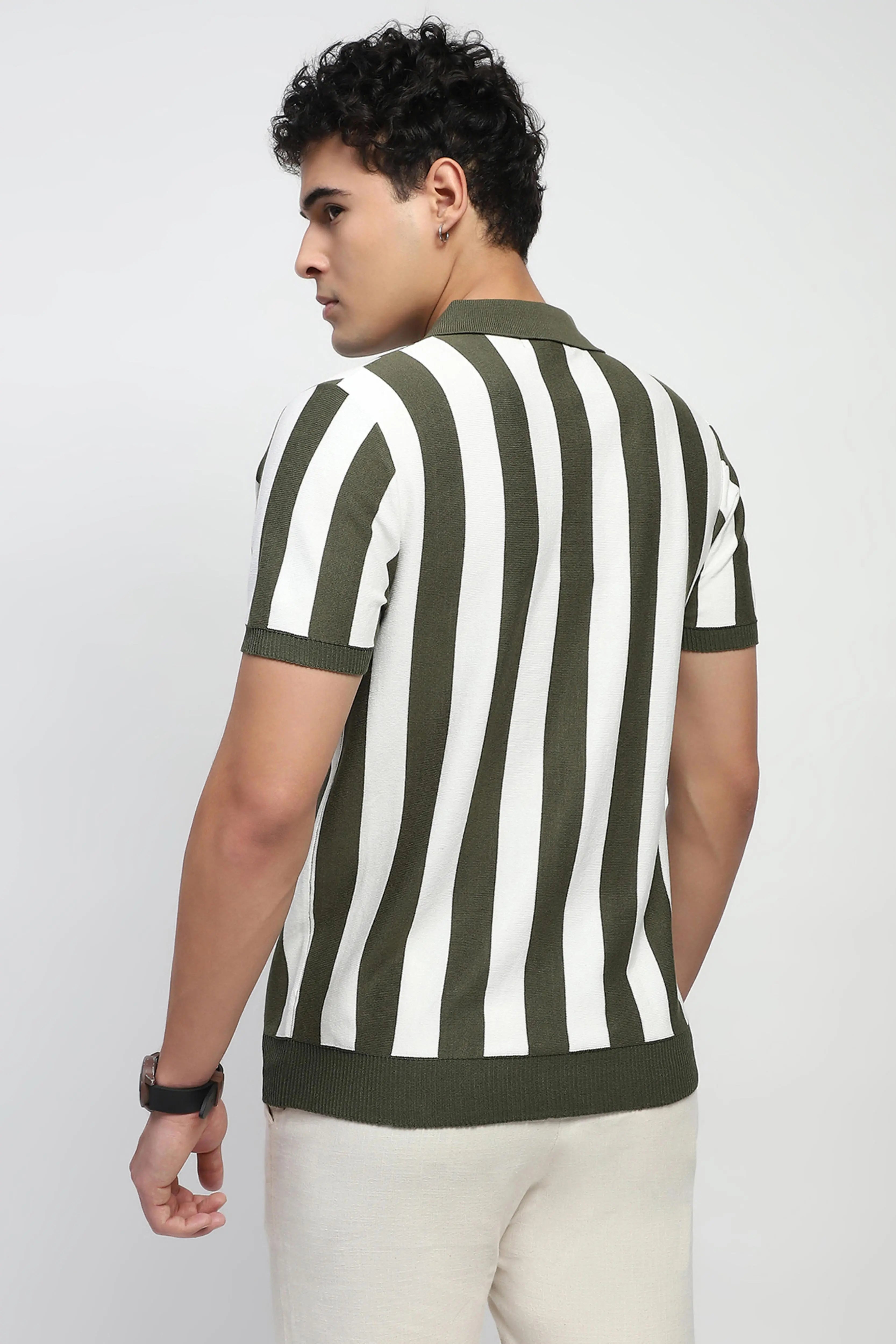 Striped Knitted Viscose Shirt - Global Republic