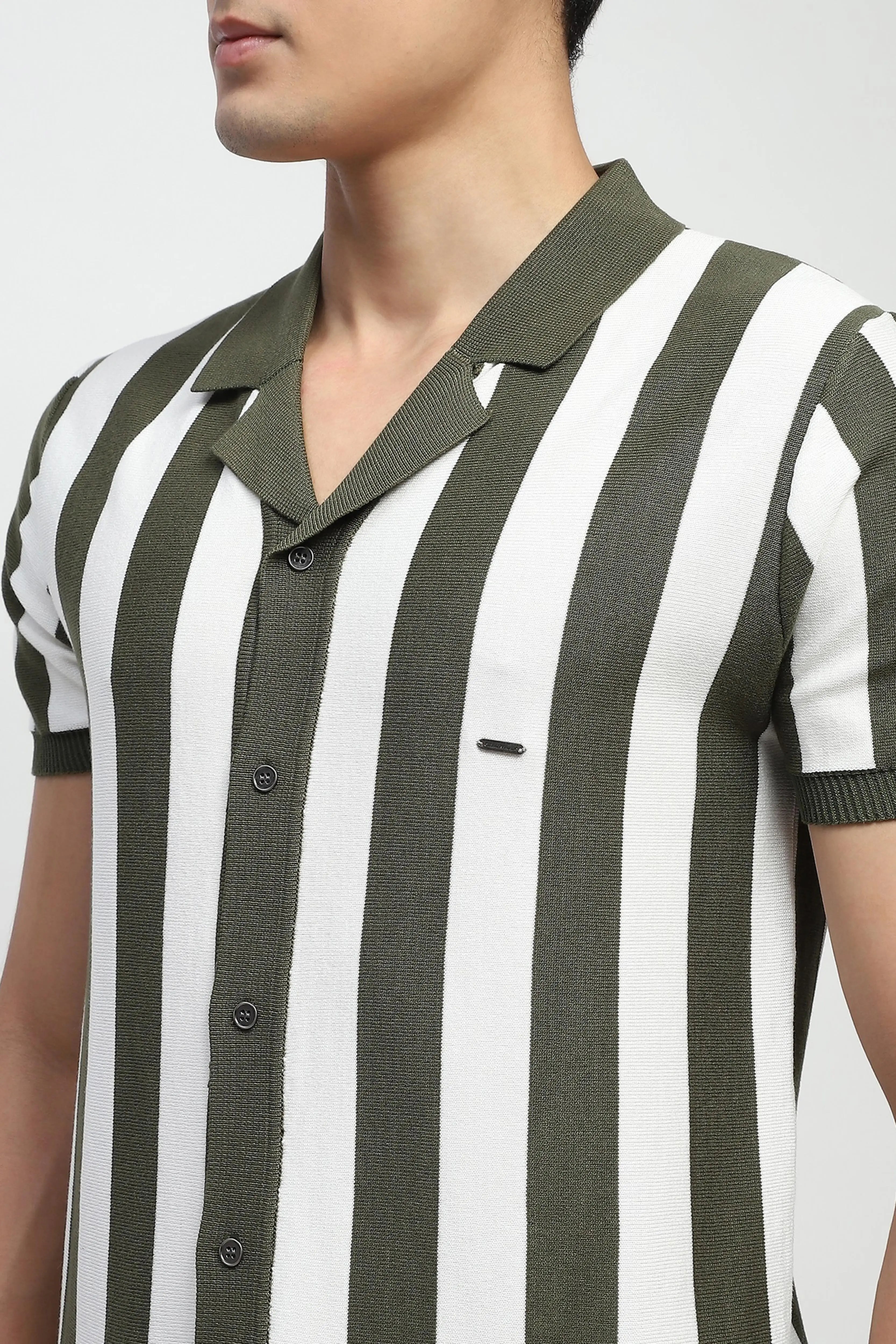 Striped Knitted Viscose Shirt - Global Republic