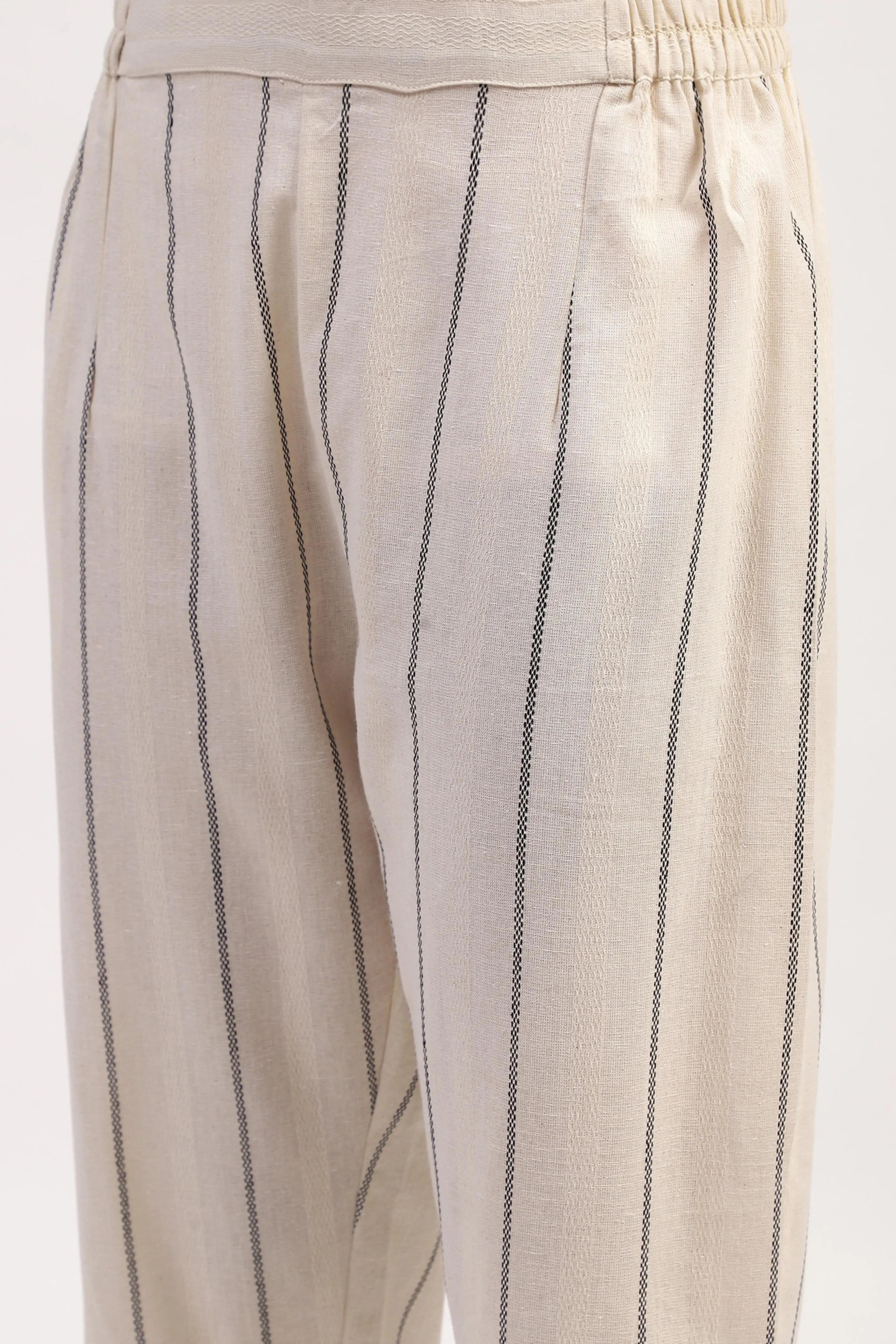 Embroidered Cotton Linen Kurta Set - Global Republic