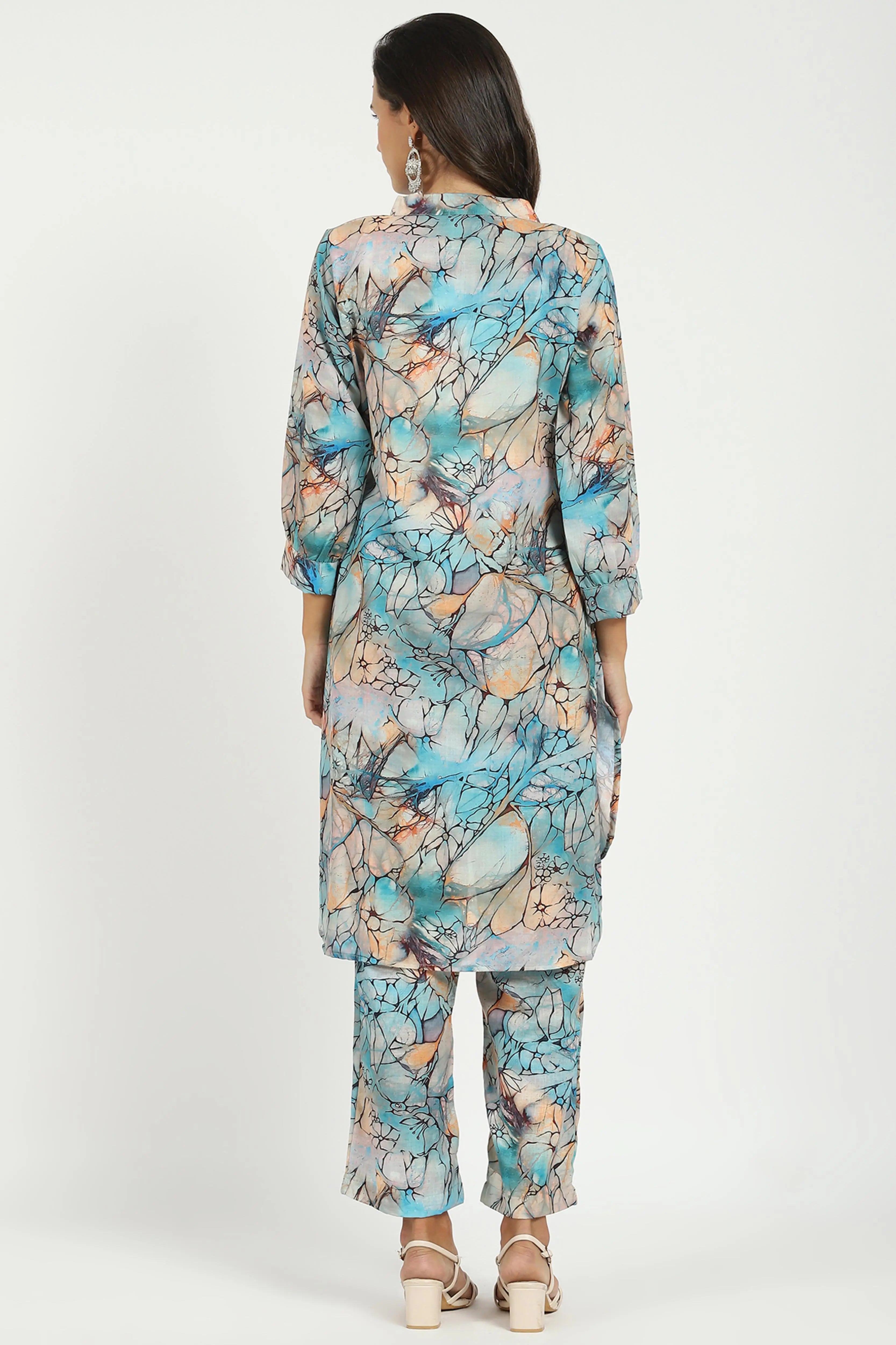 Multicolored Abstract Rayon Kurta Set - Global Republic