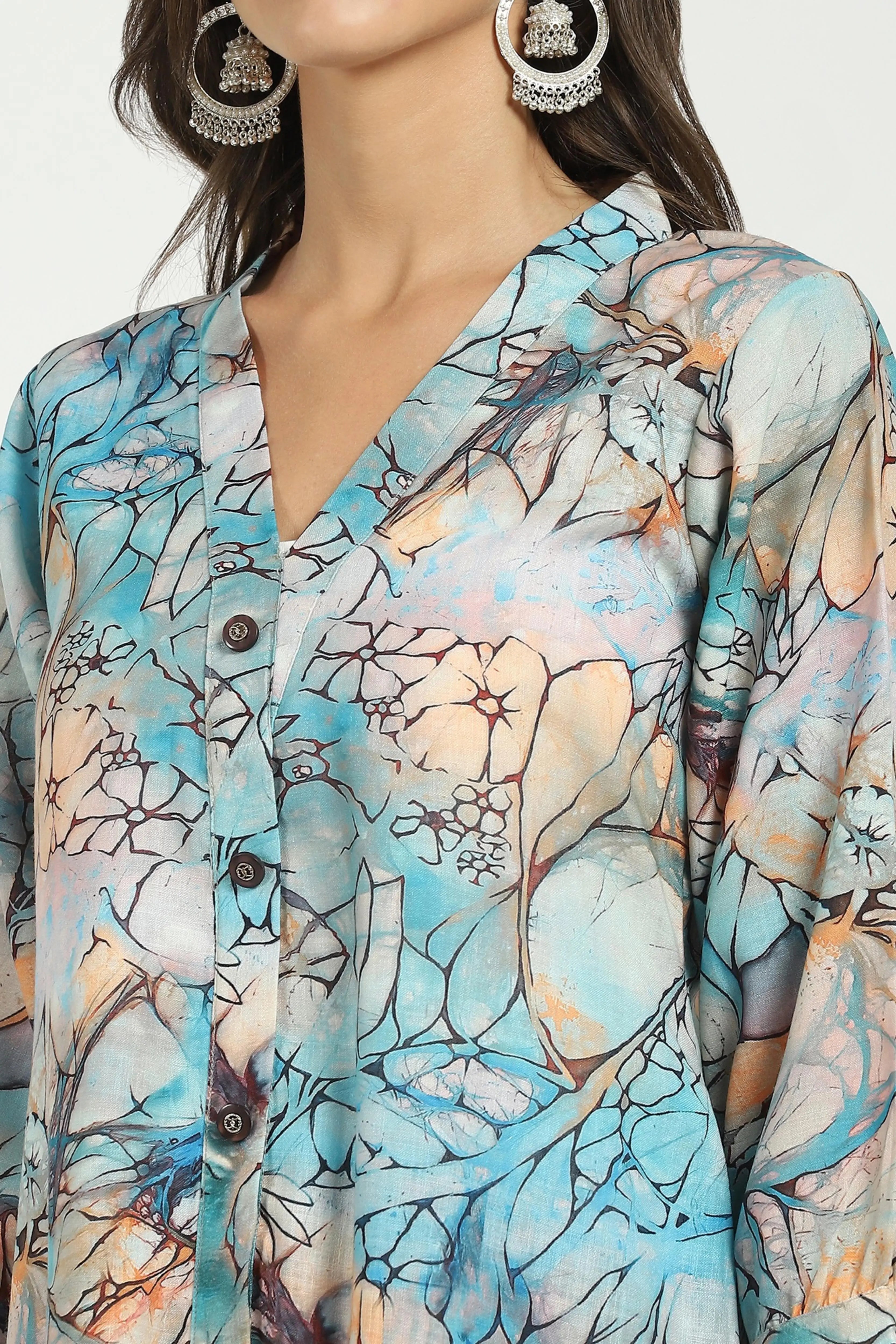 Multicolored Abstract Rayon Kurta Set - Global Republic