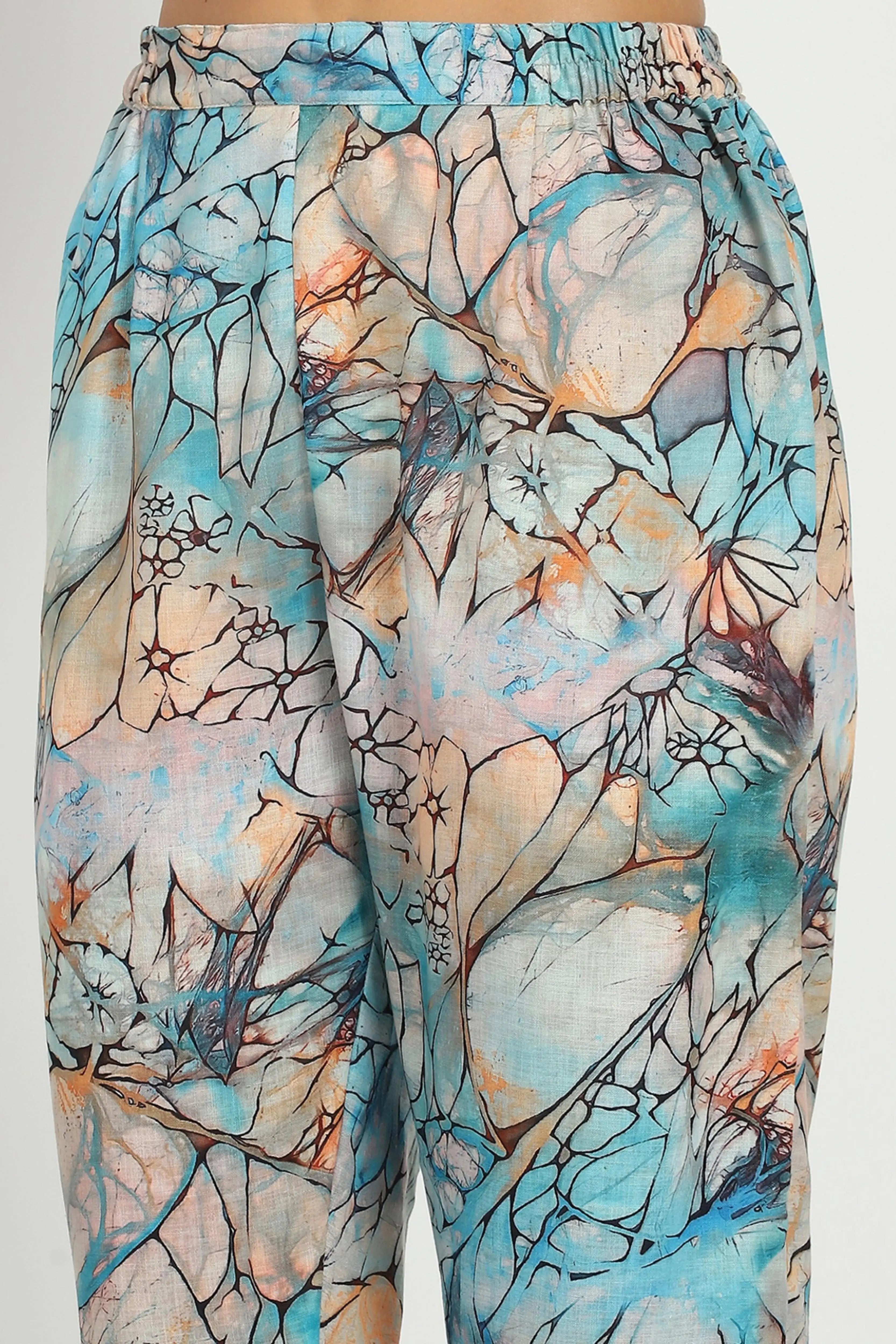 Multicolored Abstract Rayon Kurta Set - Global Republic