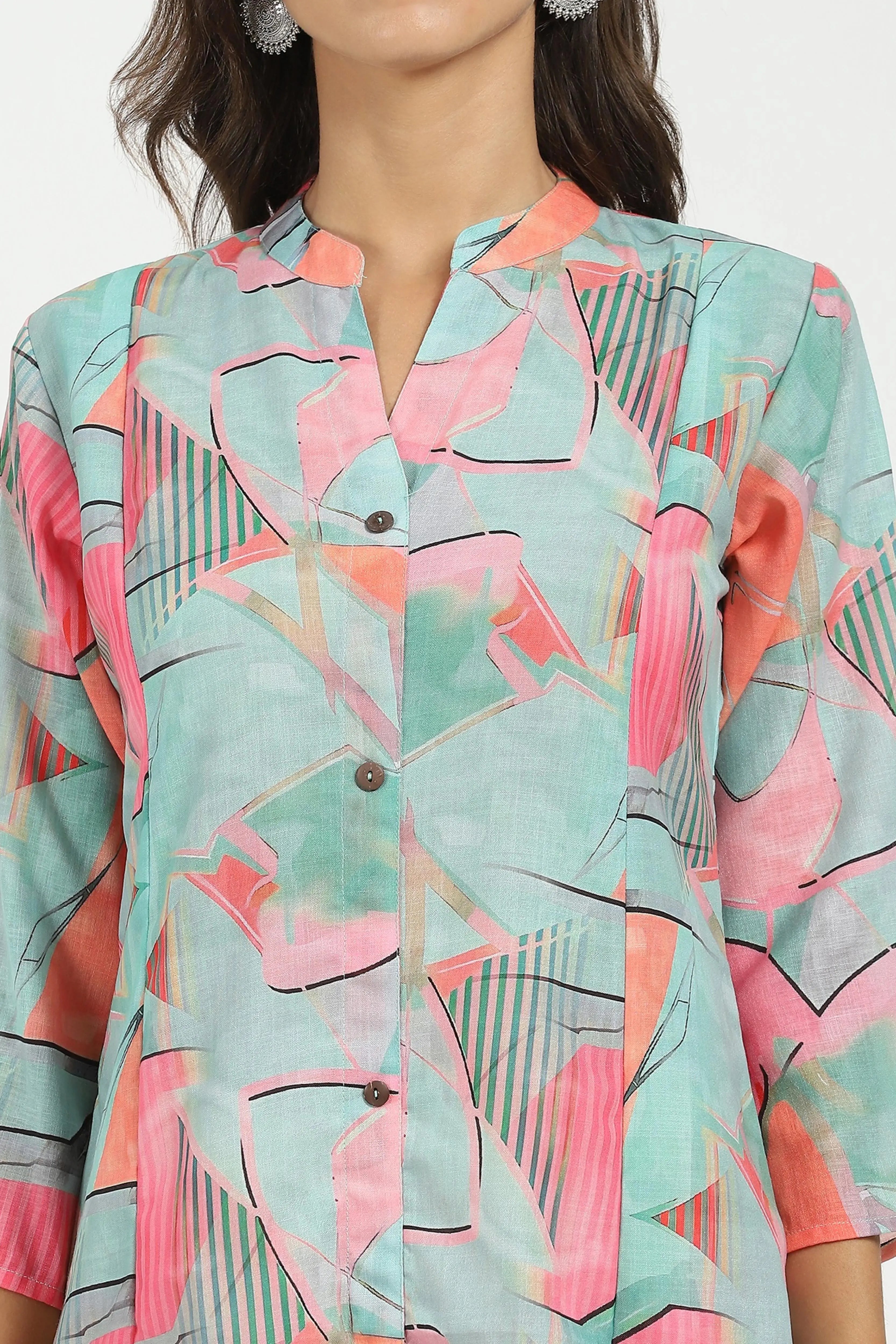 Multicolor Abstract Print Muslin Kurta - Global Republic