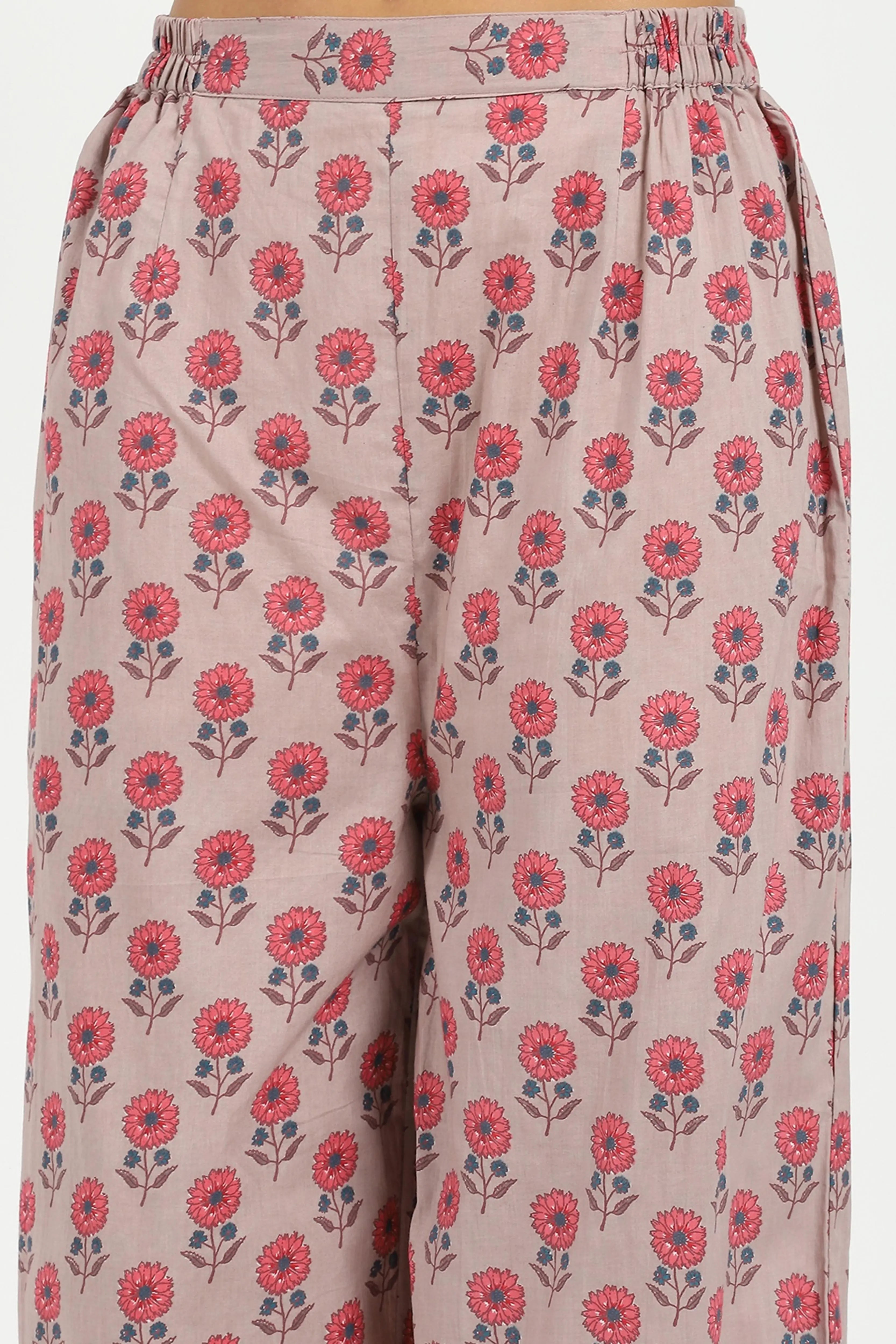 Pink Floral Cotton Afghani Kurta Set - Global Republic