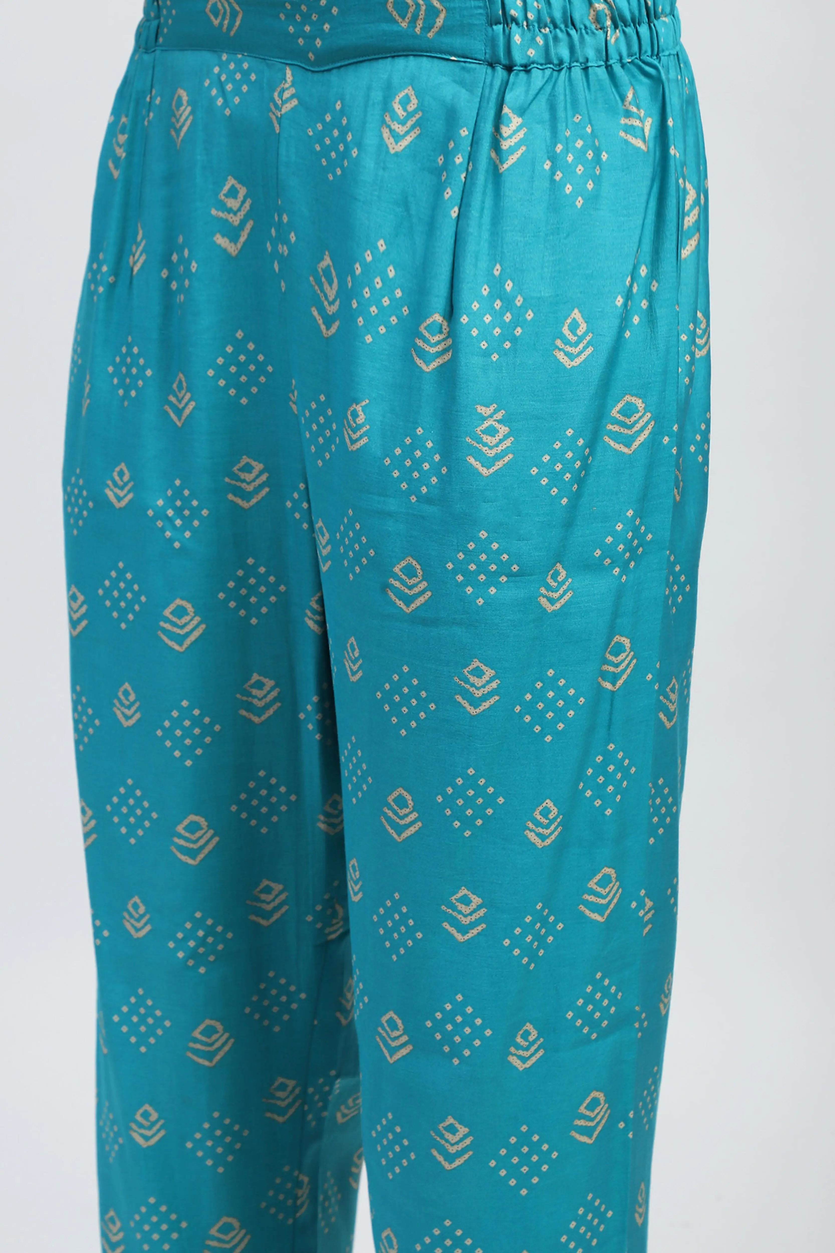 Blue Bandhani Print Cotton Kurta Set - Global Republic
