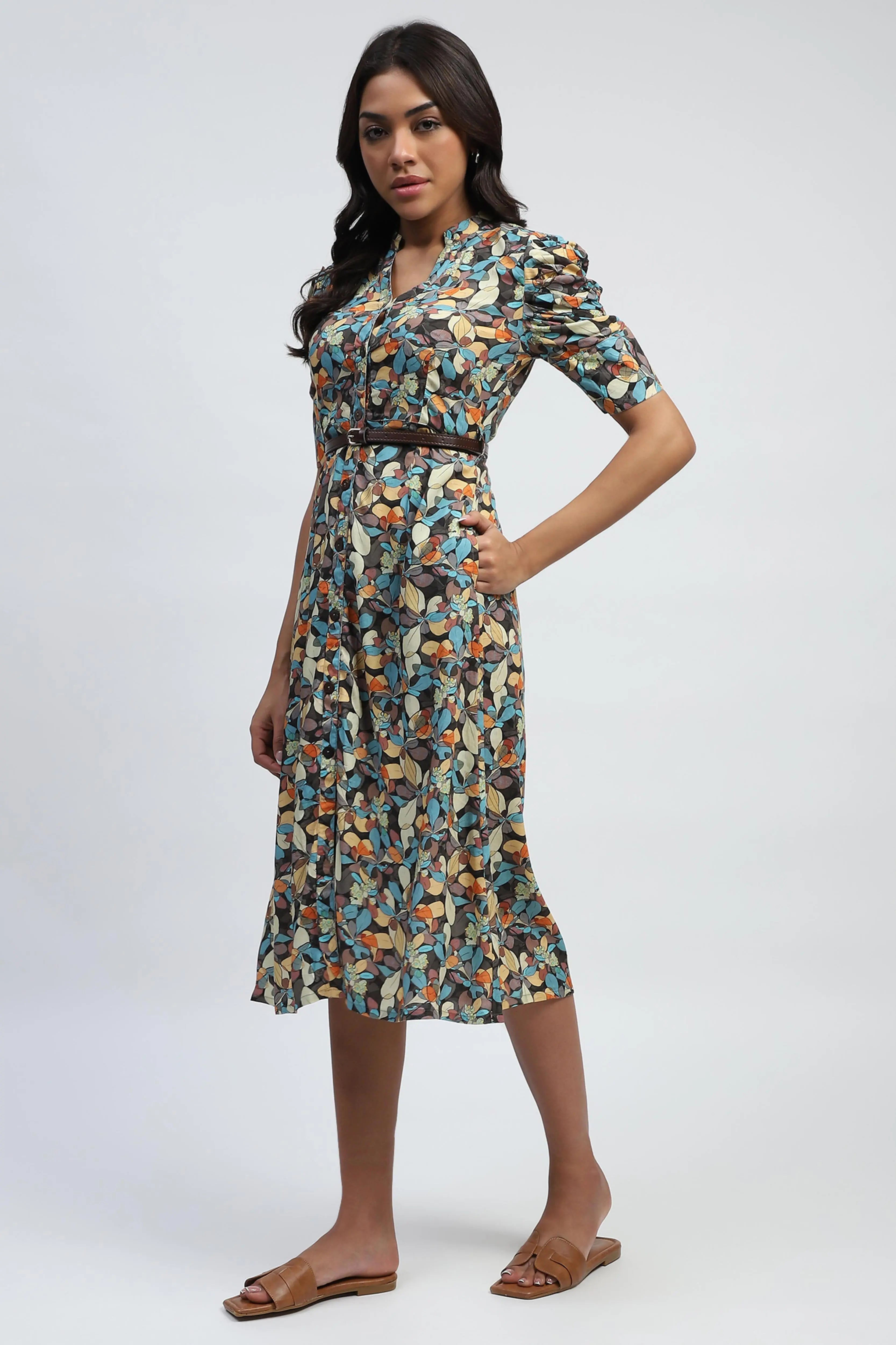 Multi Digital Print Modal Rayon Dress - Global Republic