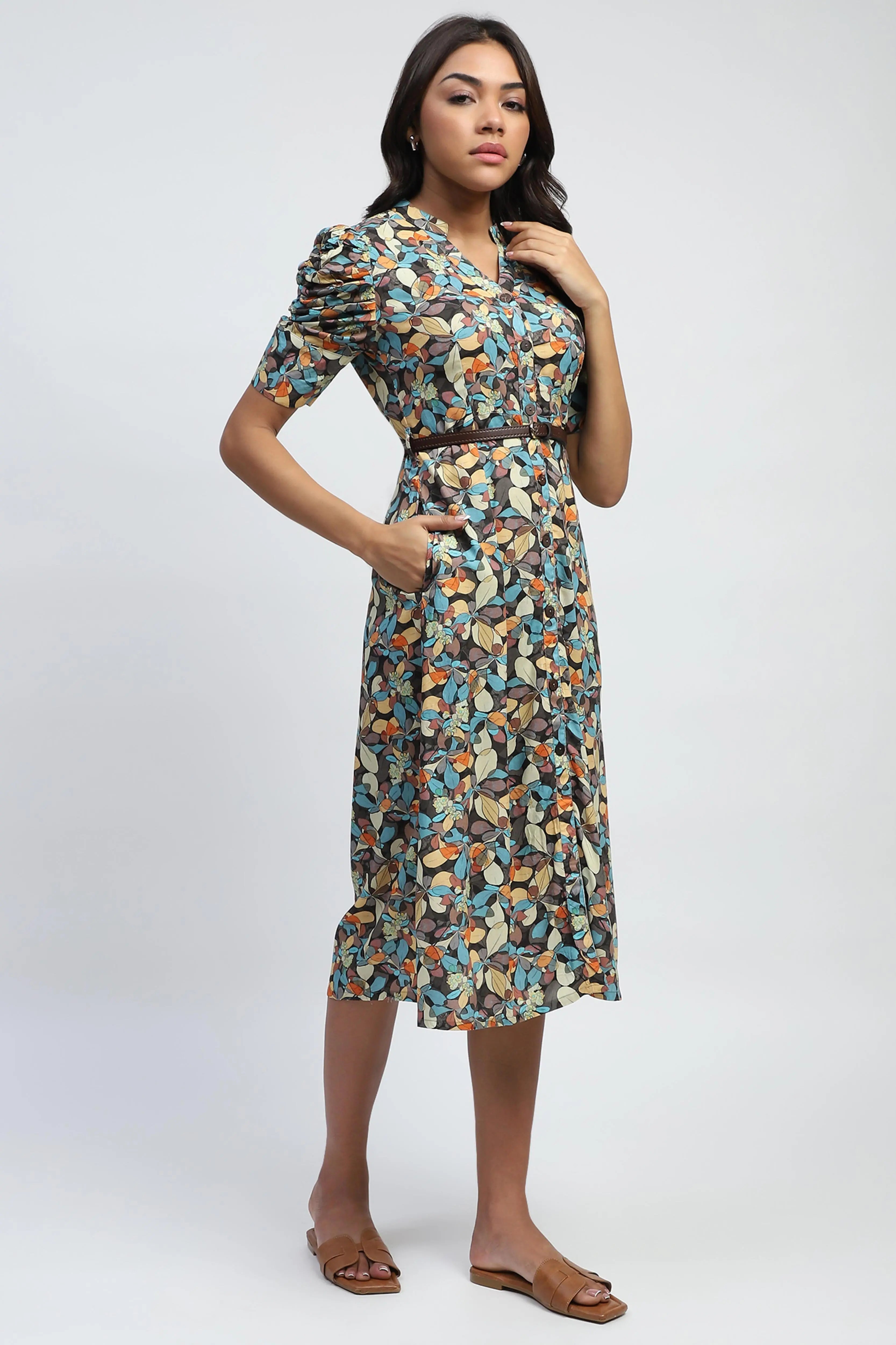 Multi Digital Print Modal Rayon Dress - Global Republic