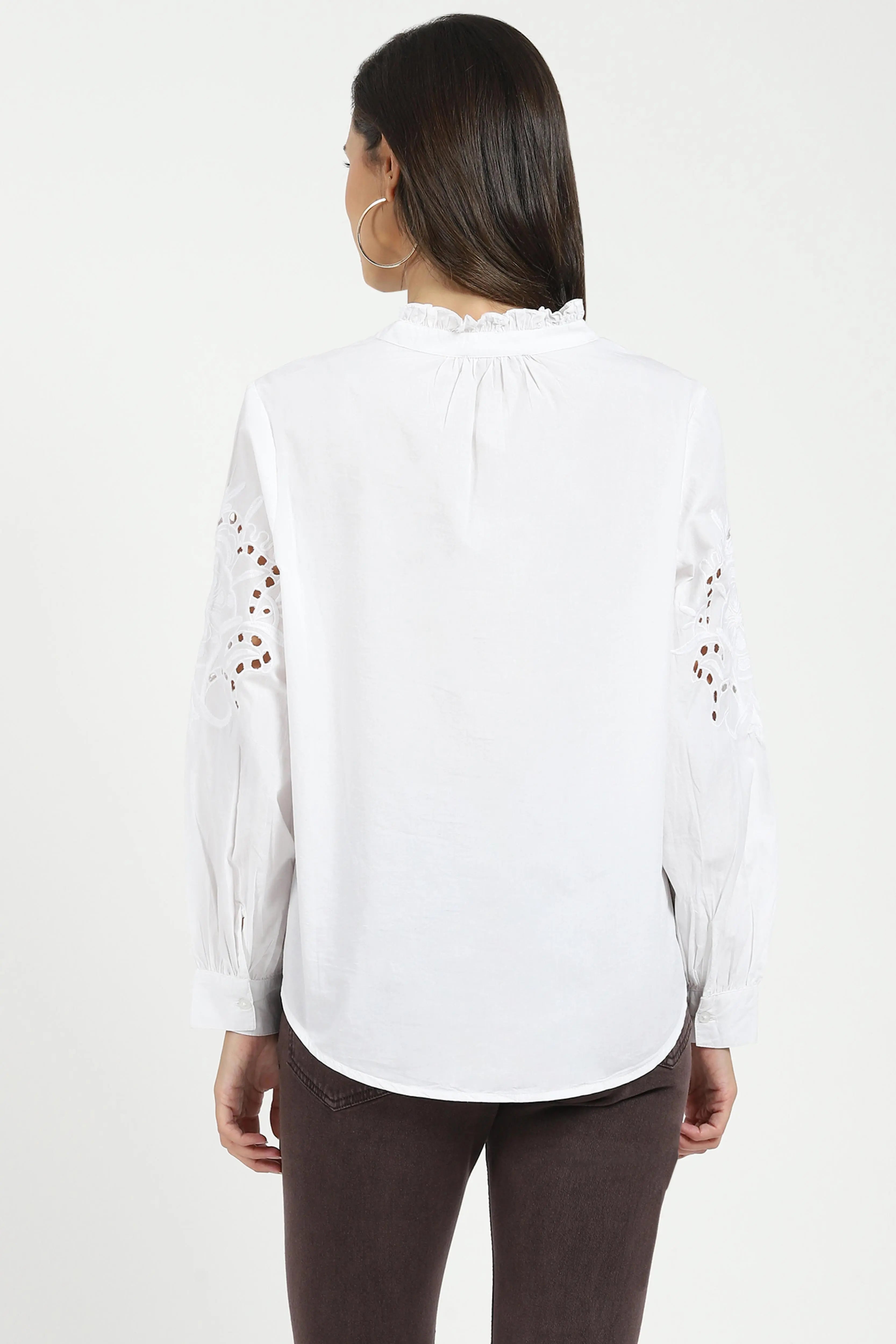 White Schiffli Loose Fit Top - Global Republic