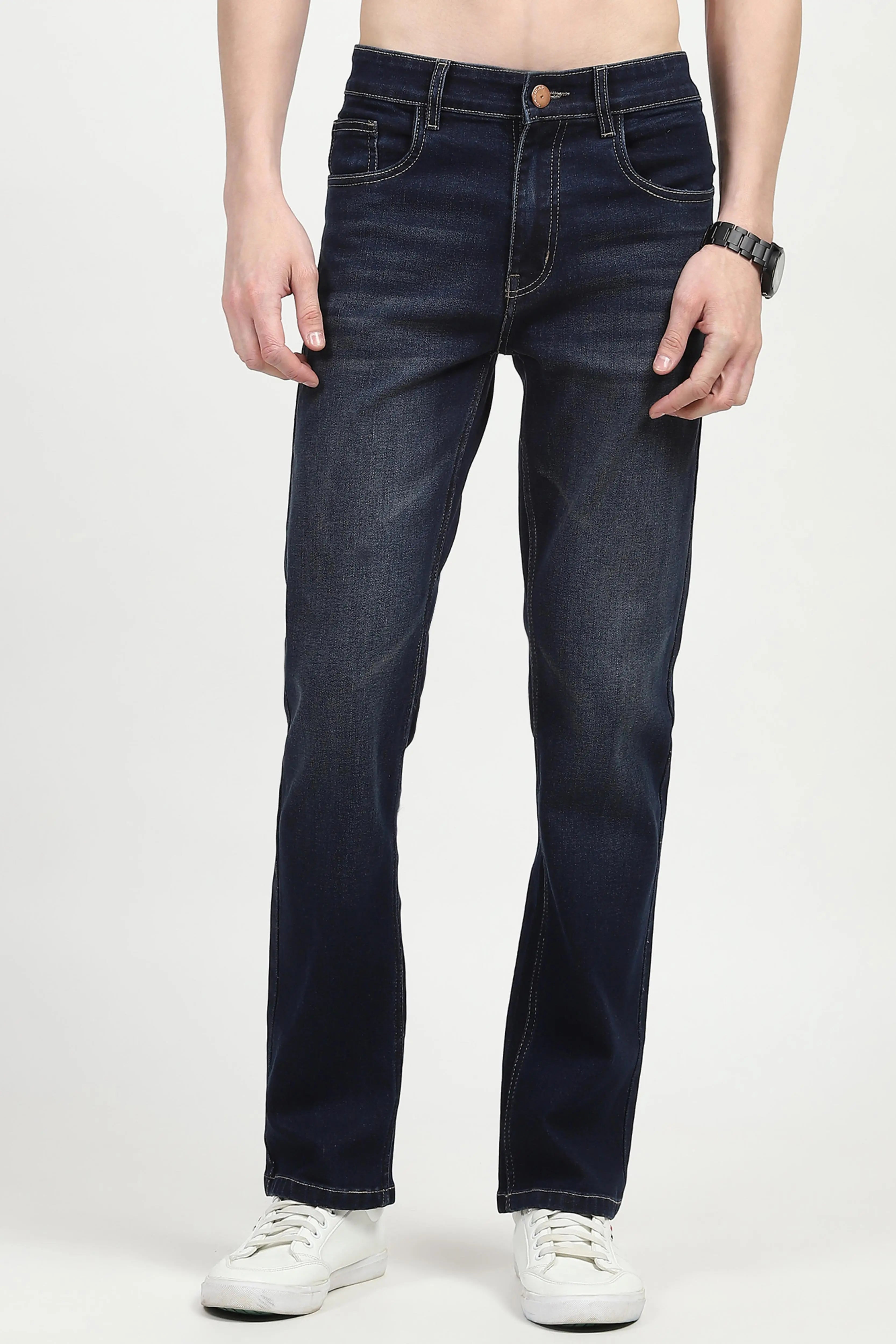Dark Blue Regular Fit Jeans - Global Republic