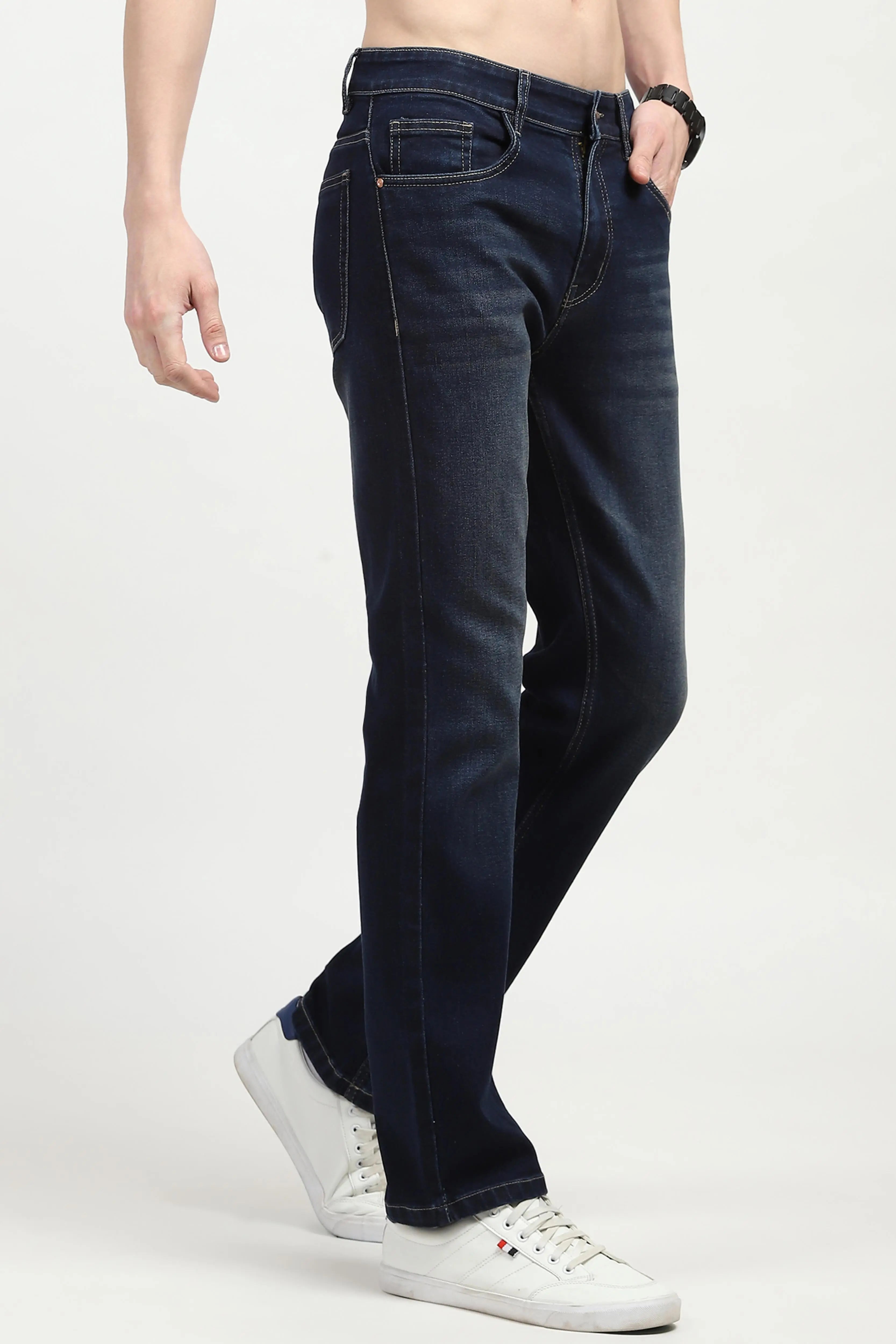 Dark Blue Regular Fit Jeans - Global Republic