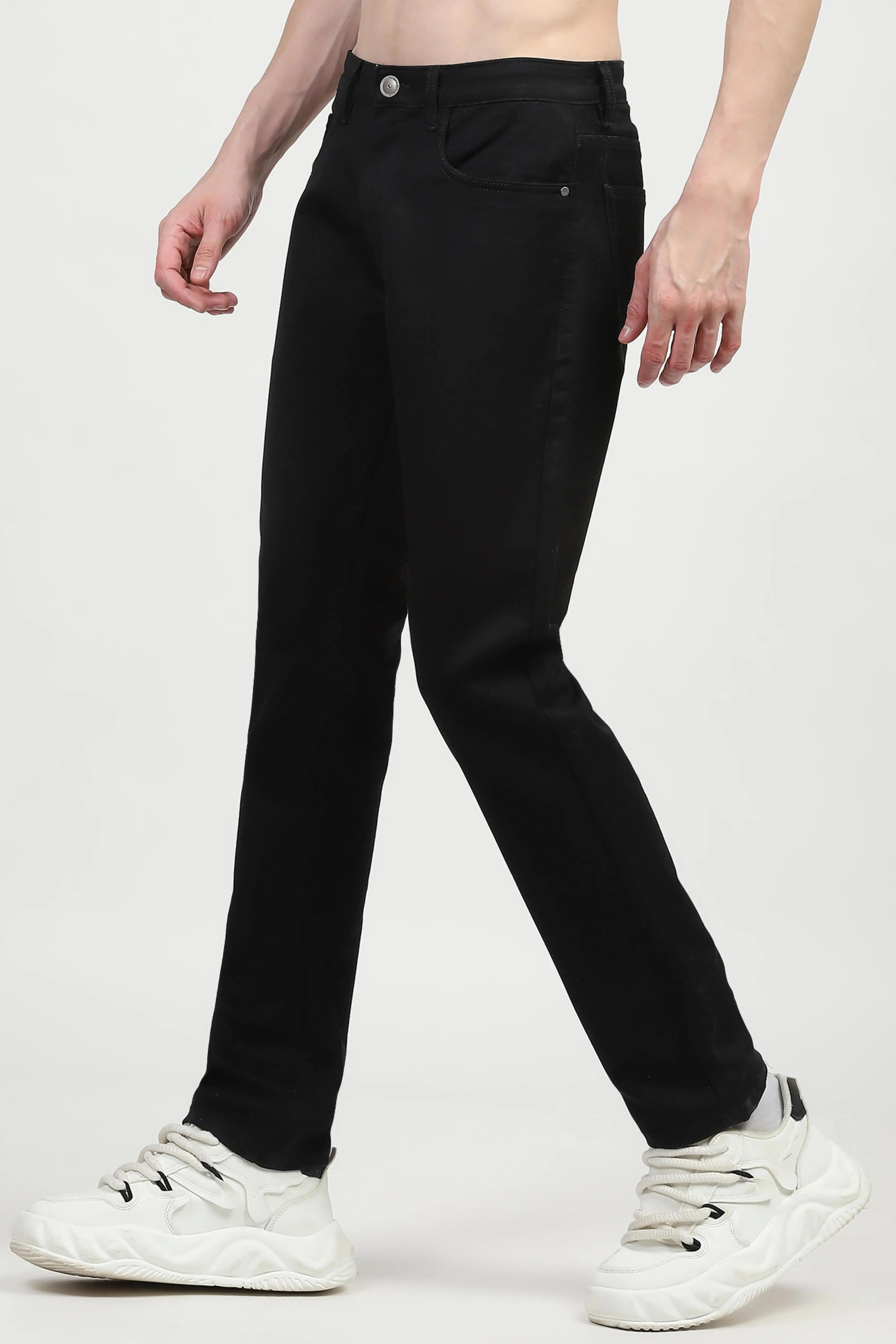 Black Cotton Regular Fit Jeans - Global Republic