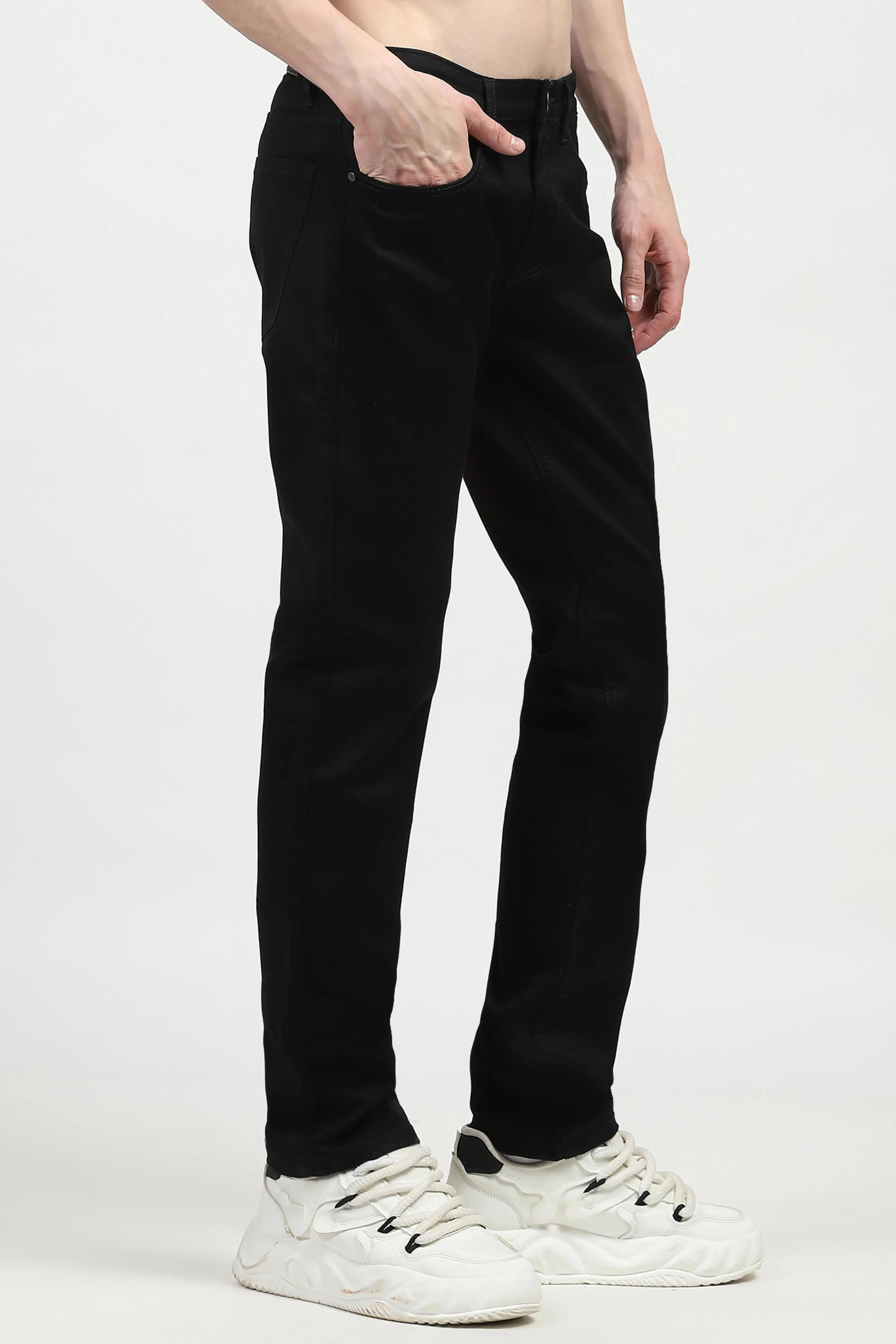 Black Cotton Regular Fit Jeans - Global Republic