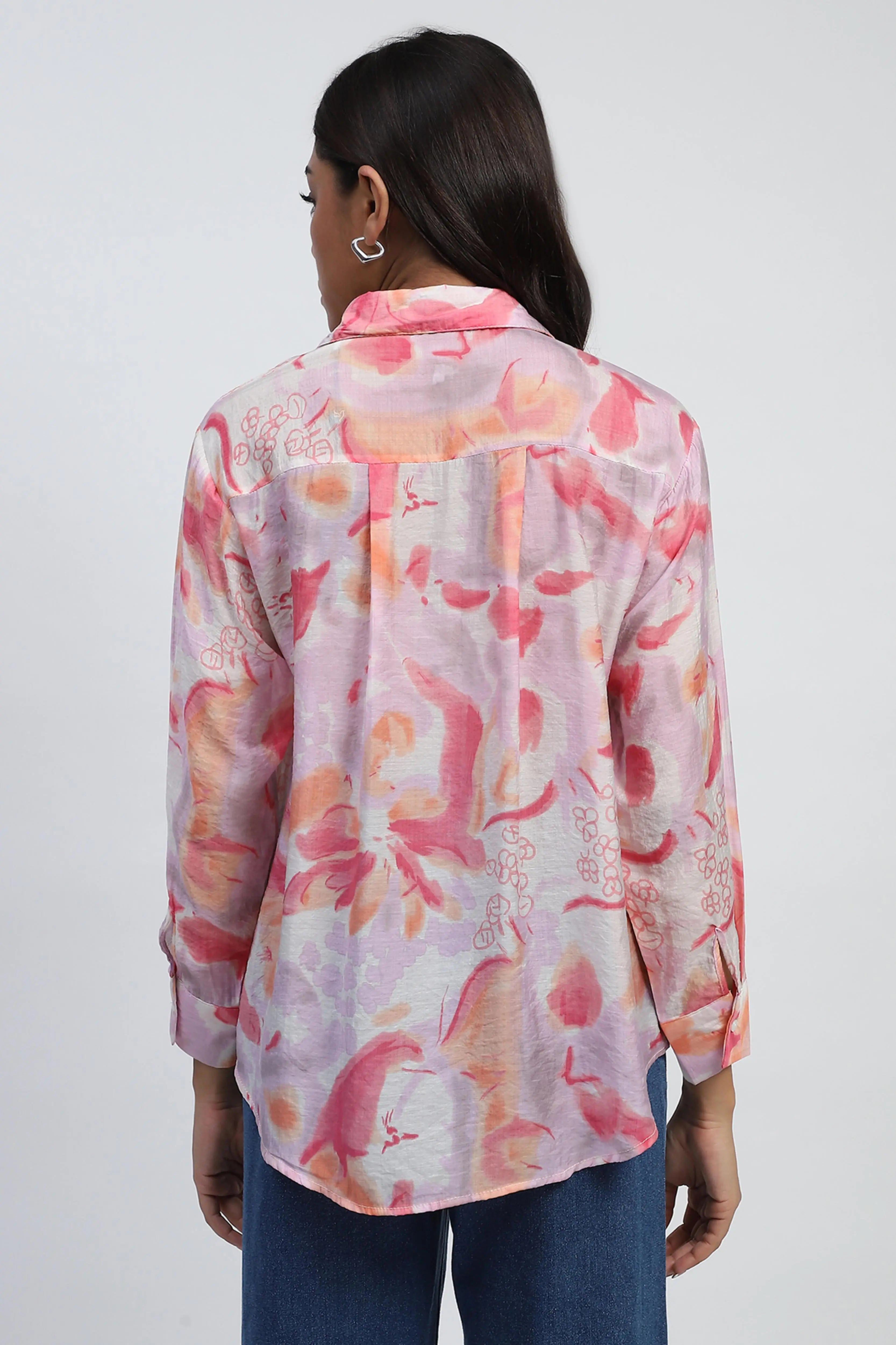 Pink Floral Rayon Blend Shirt - Global Republic