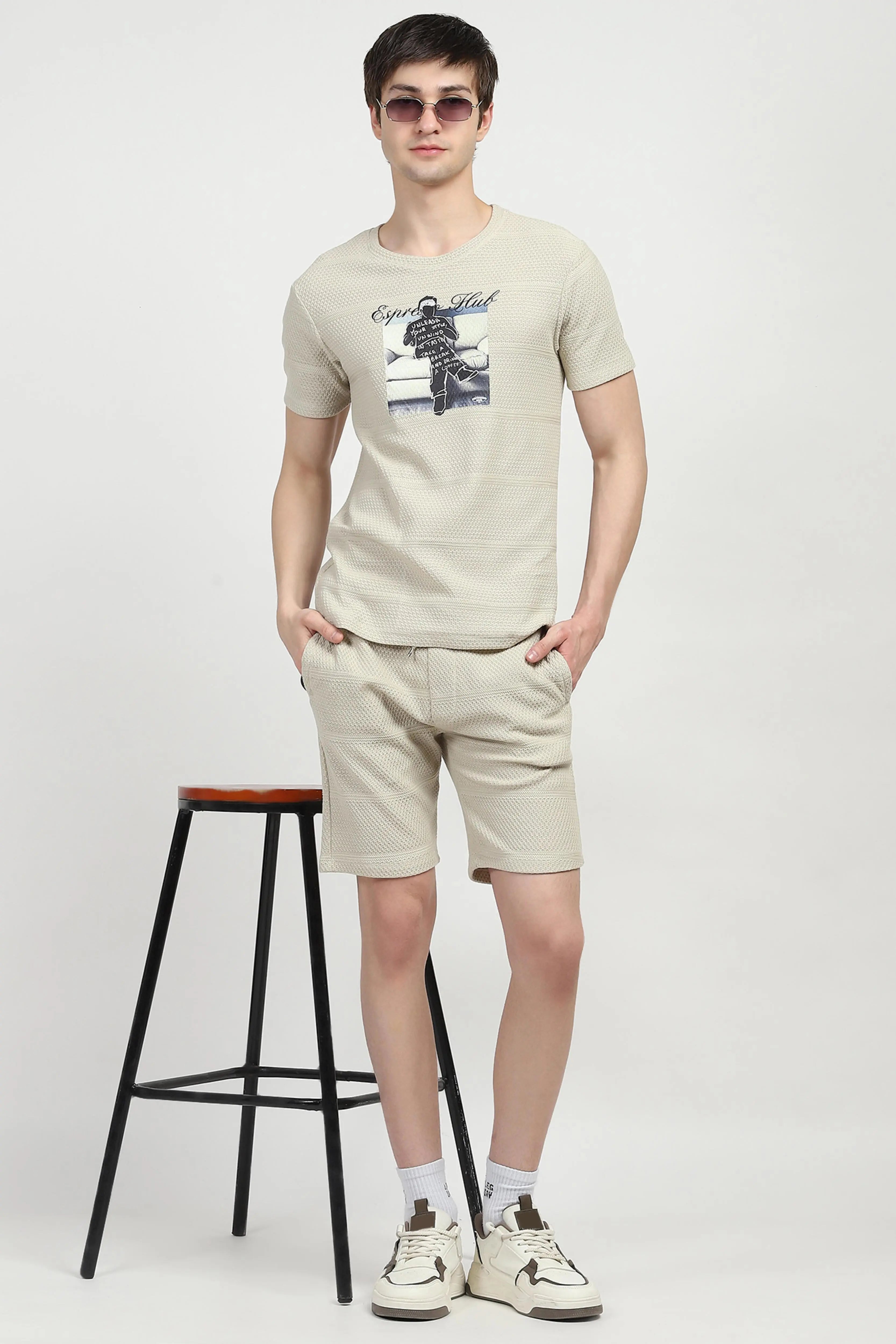 Beige Graphic Print Co-ord Set - Global Republic