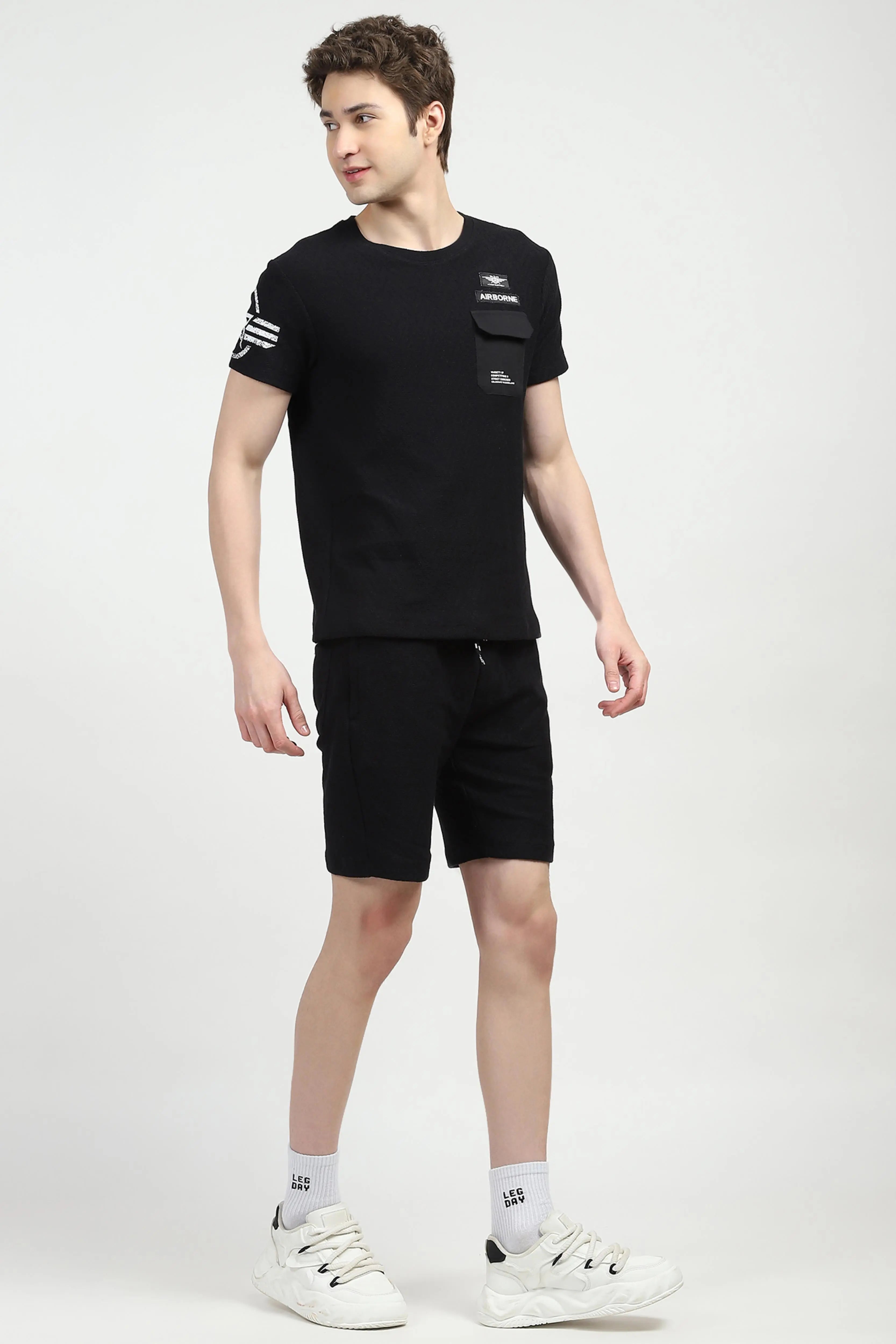 Black Cotton Textured Co-ord Set - Global Republic