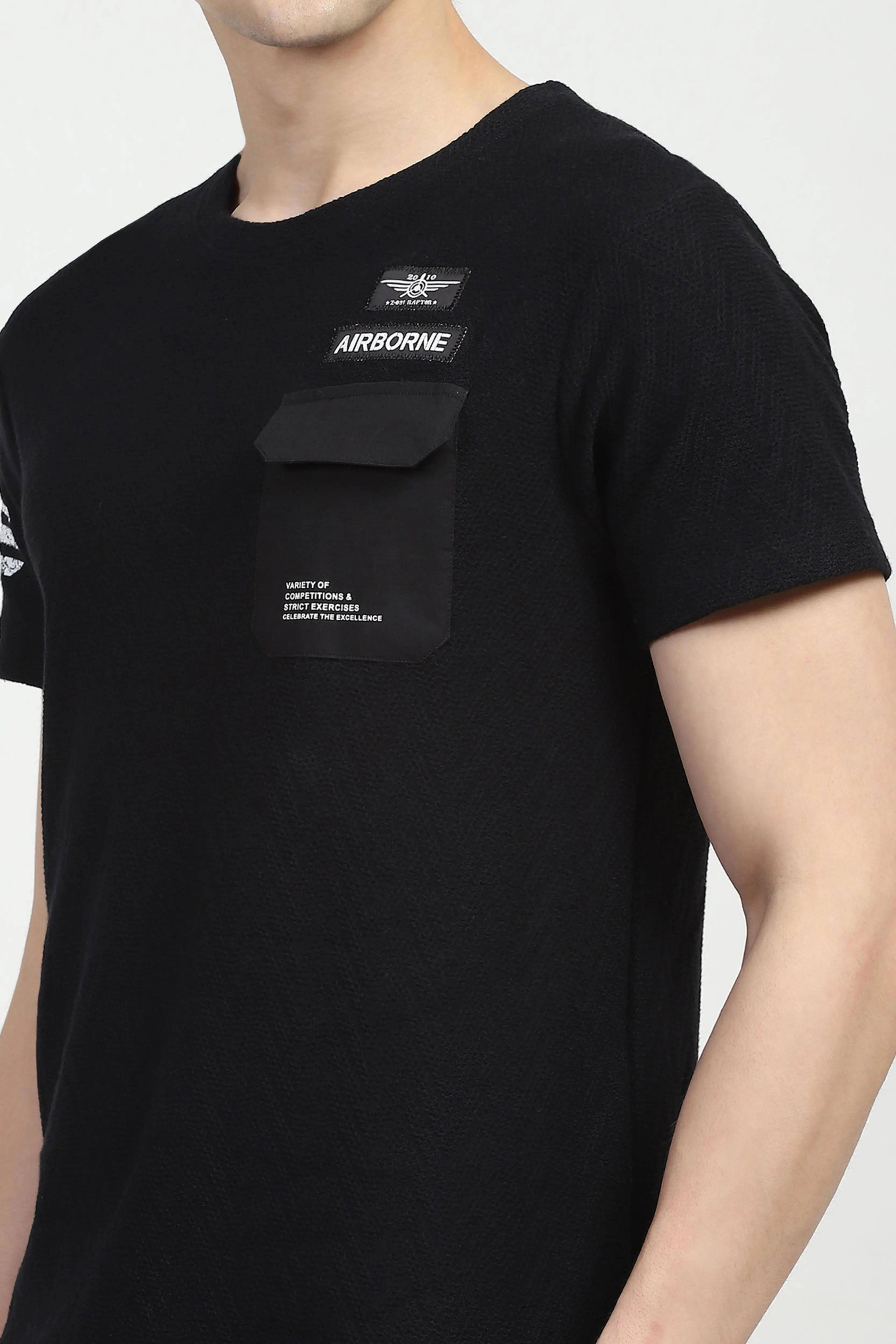 Black Cotton Textured Co-ord Set - Global Republic