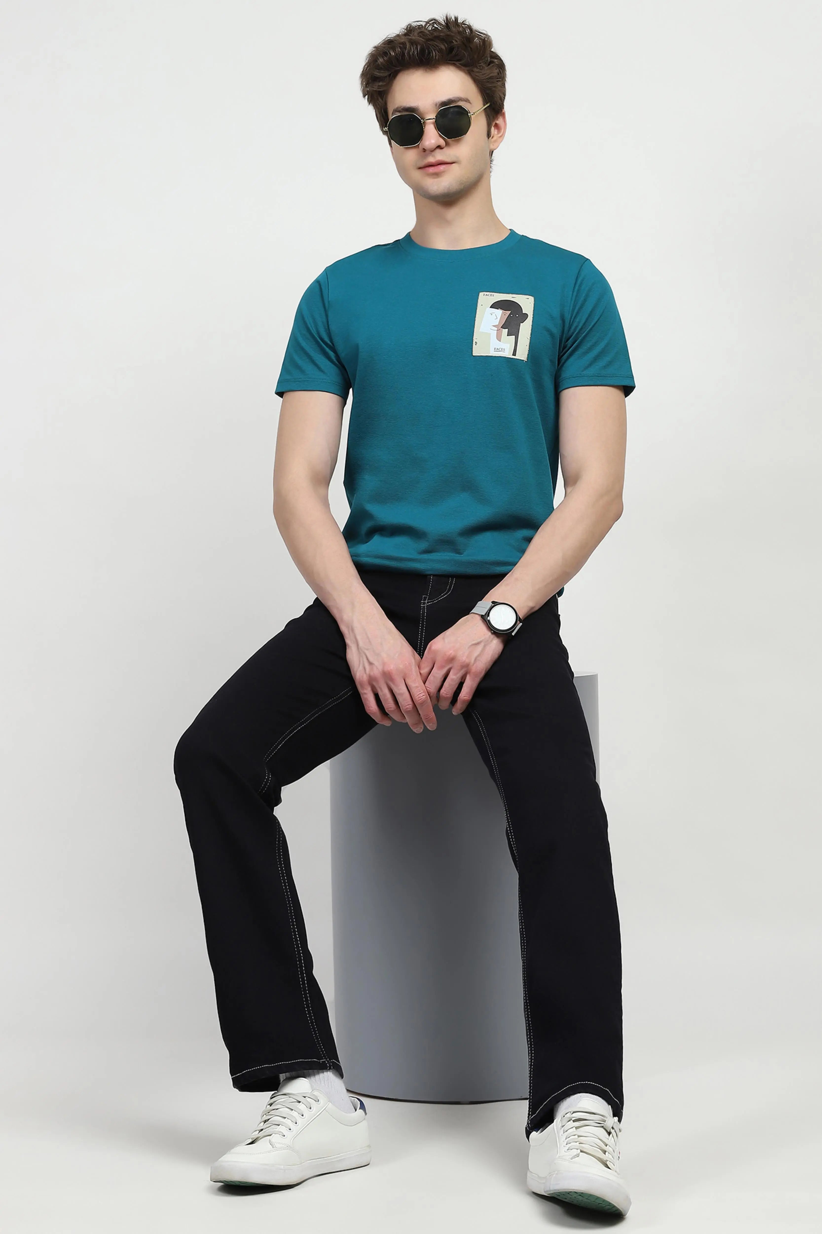 Blue Back Print Graphic T-shirt - Global Republic