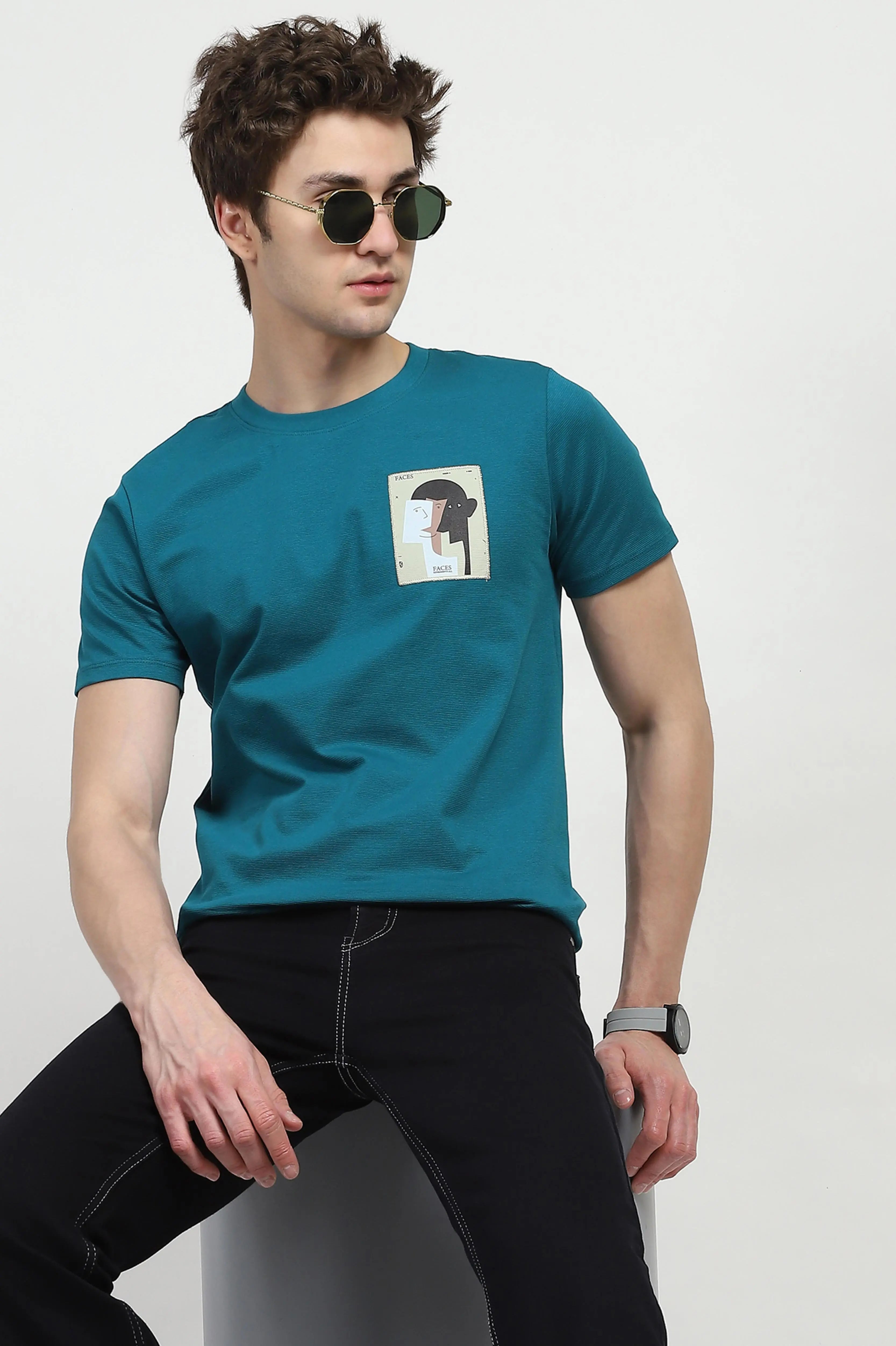 Blue Back Print Graphic T-shirt - Global Republic