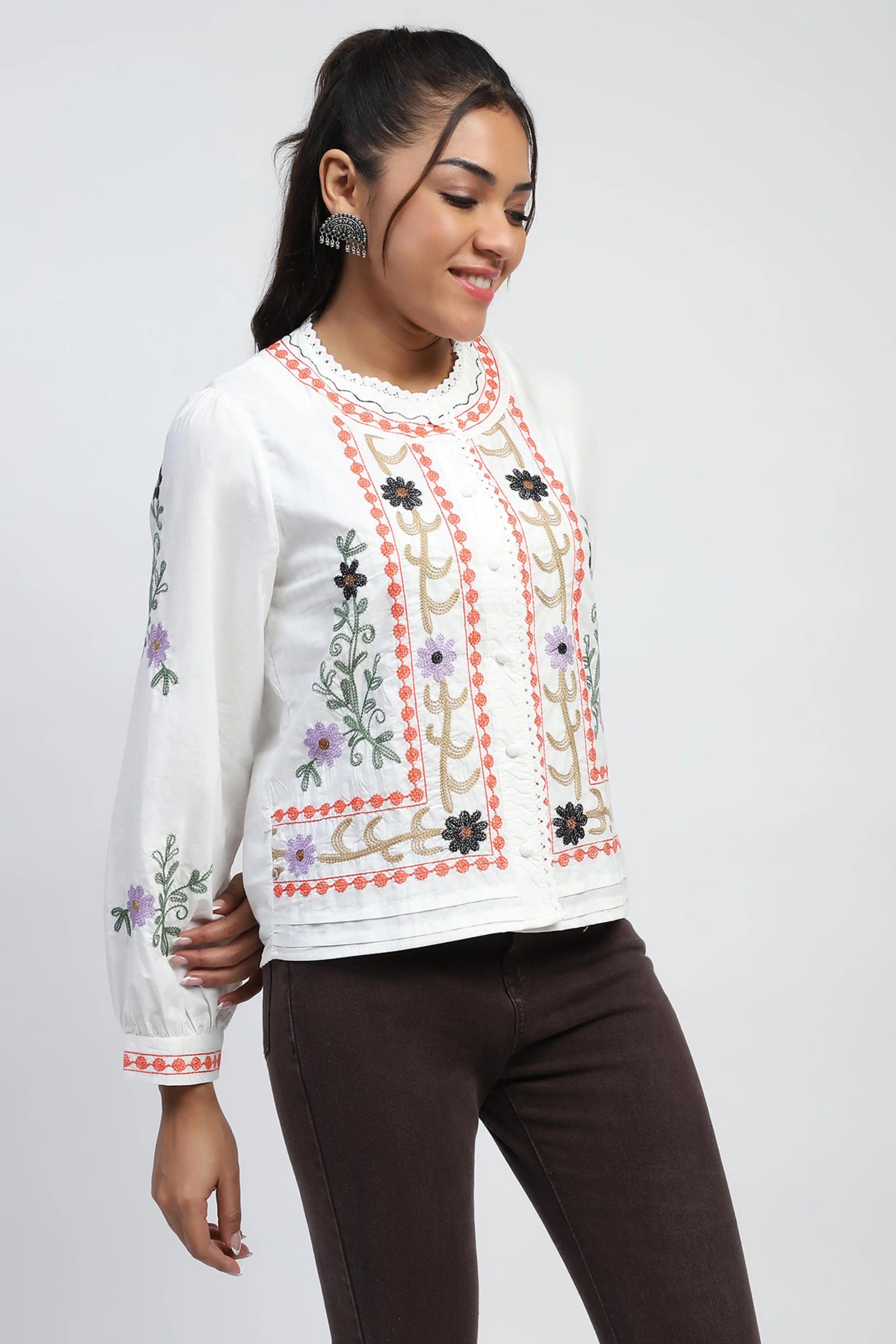 Embroidered Cotton Shirt - Global Republic