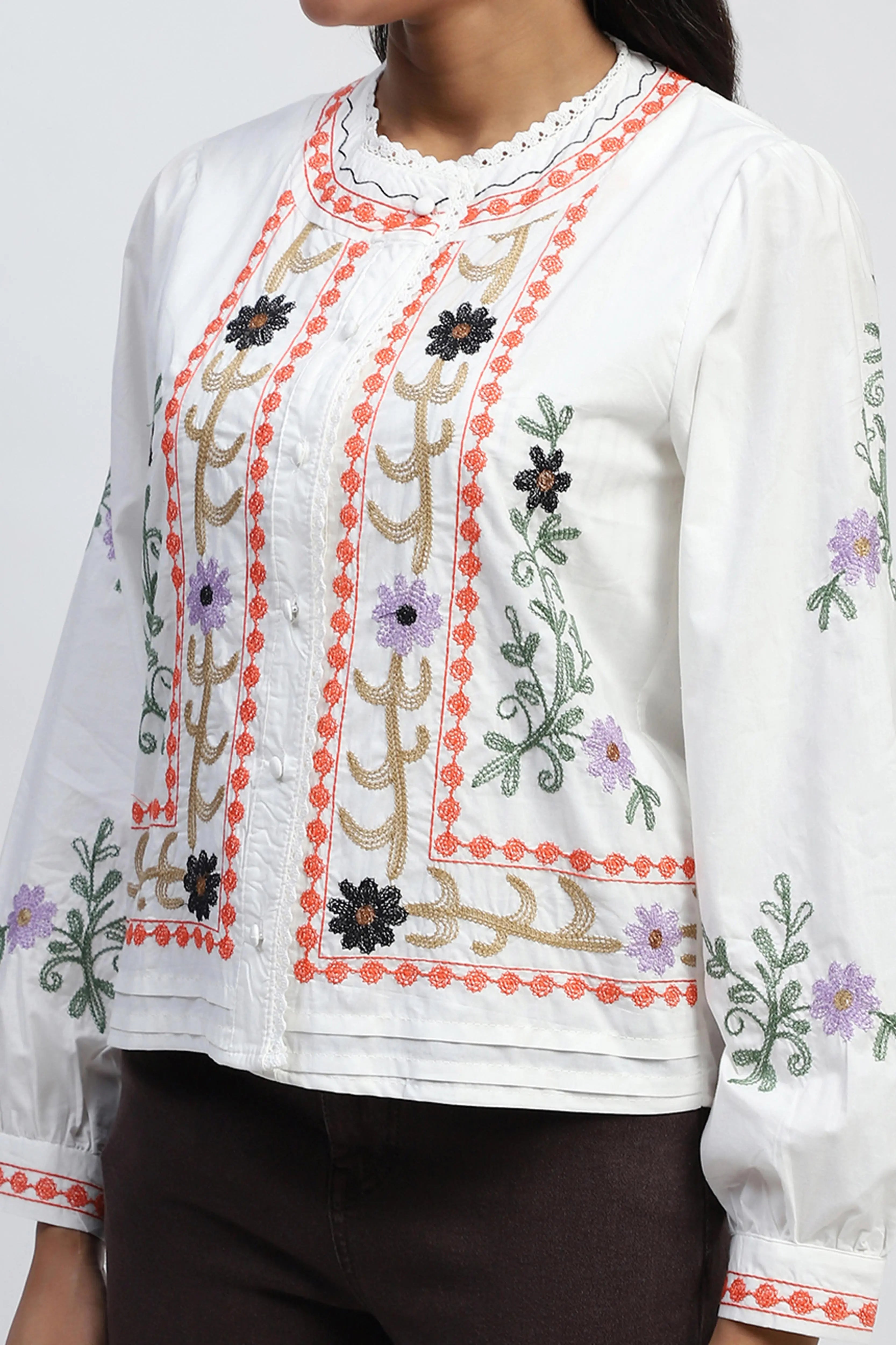 Embroidered Cotton Shirt - Global Republic