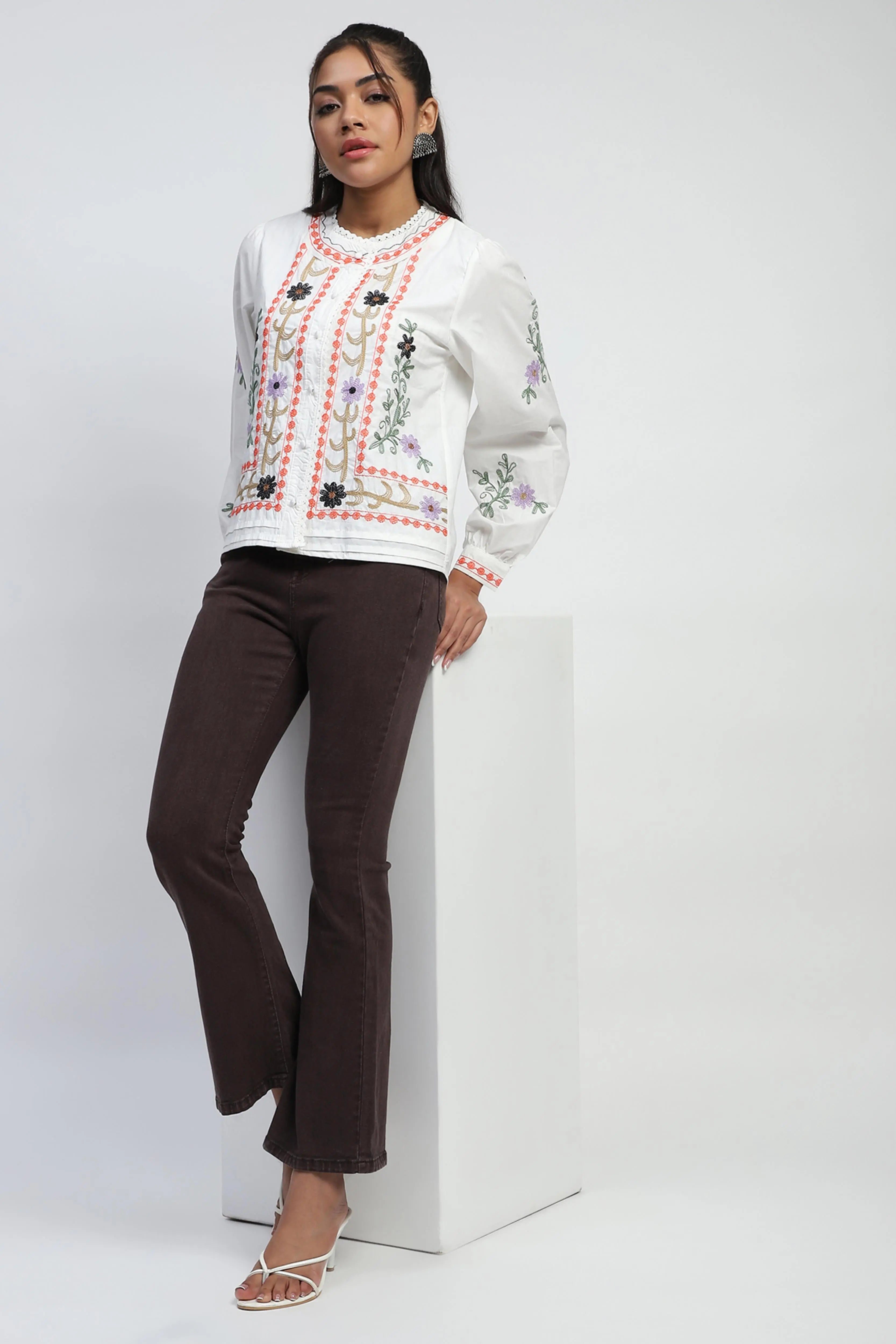 Embroidered Cotton Shirt - Global Republic