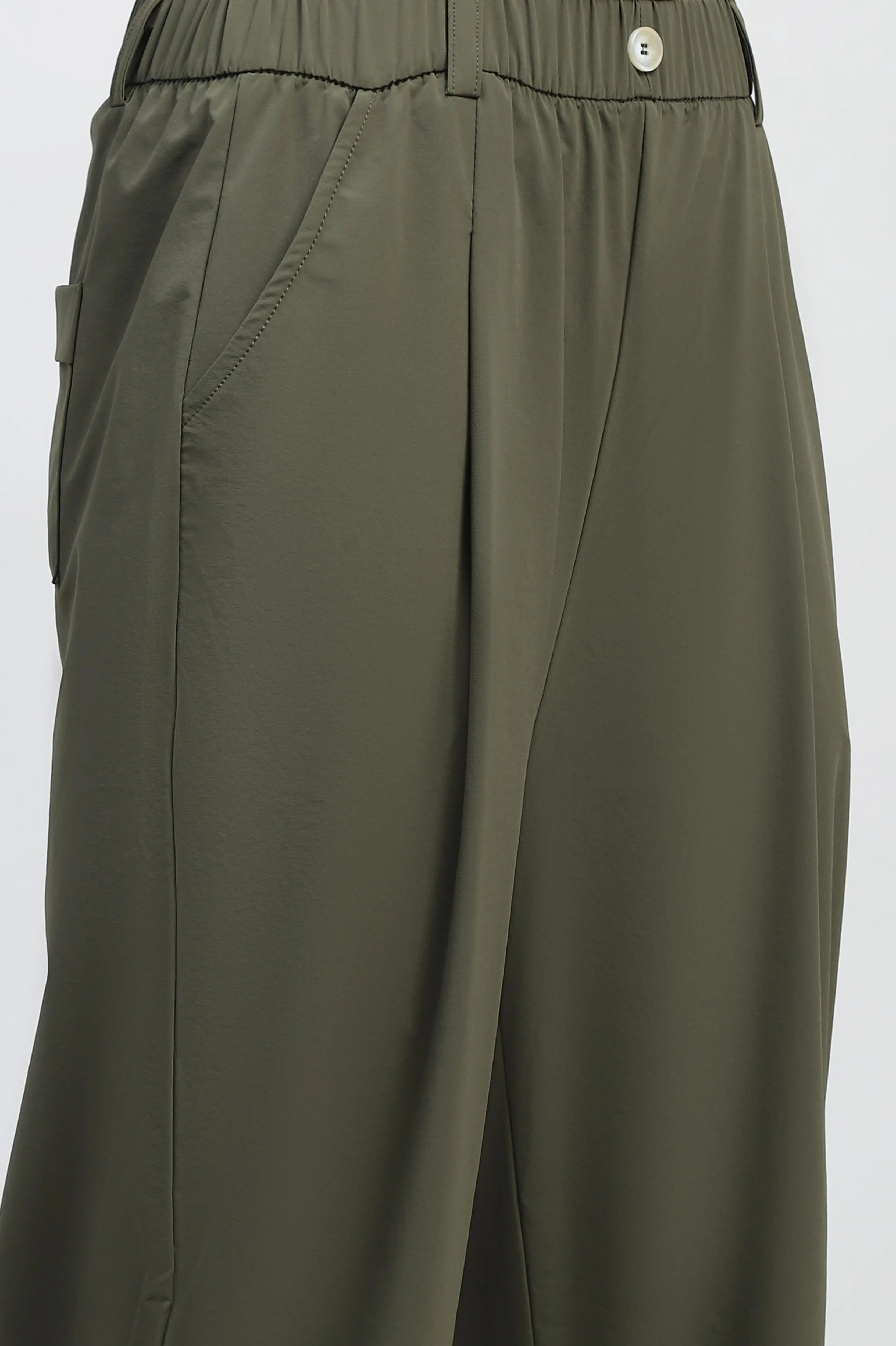 Dark Olive Solid Nylon Relaxed Fit Lower - Global Republic