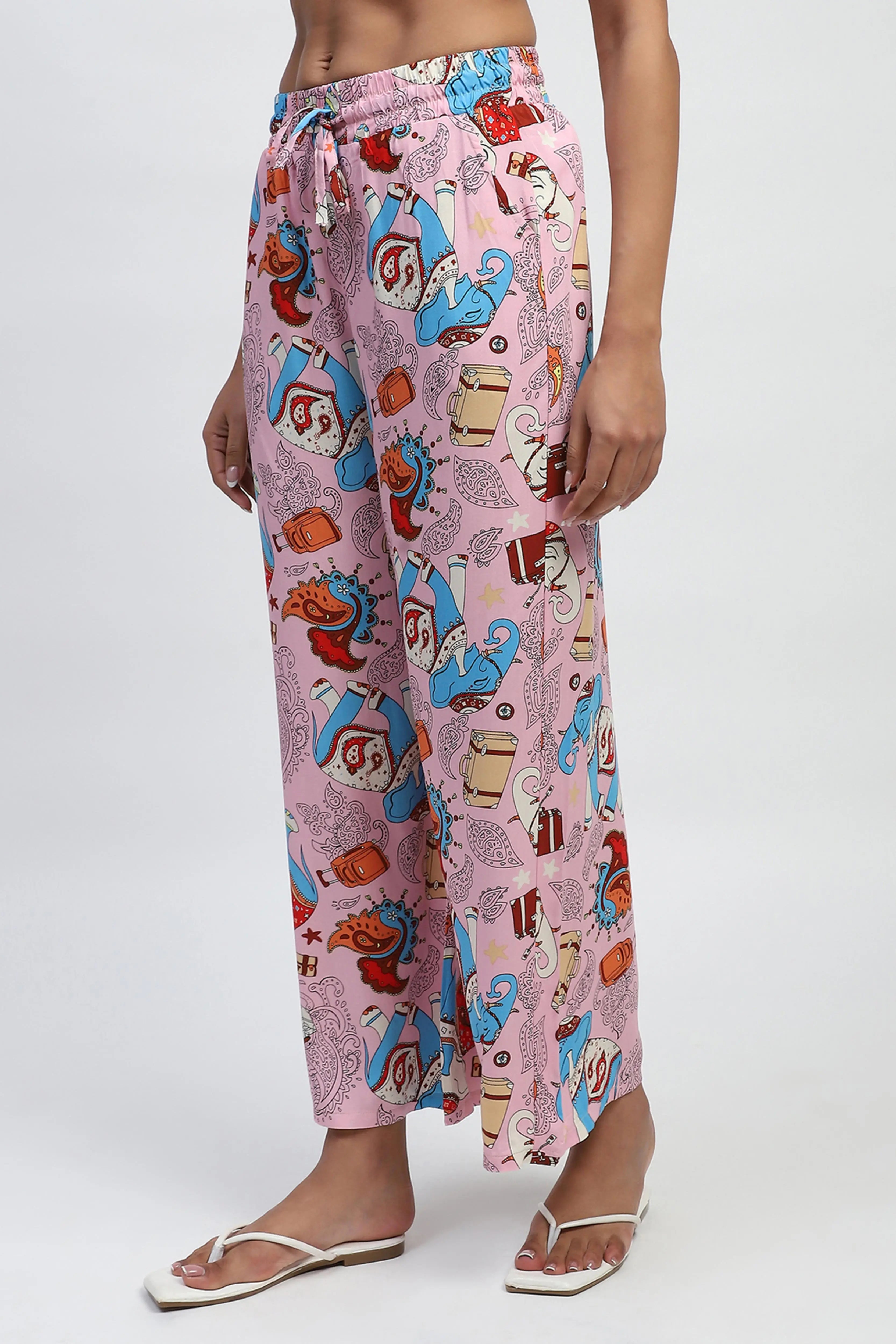 Pink Graphic Print Rayon Loose Fit Shirt - Global Republic