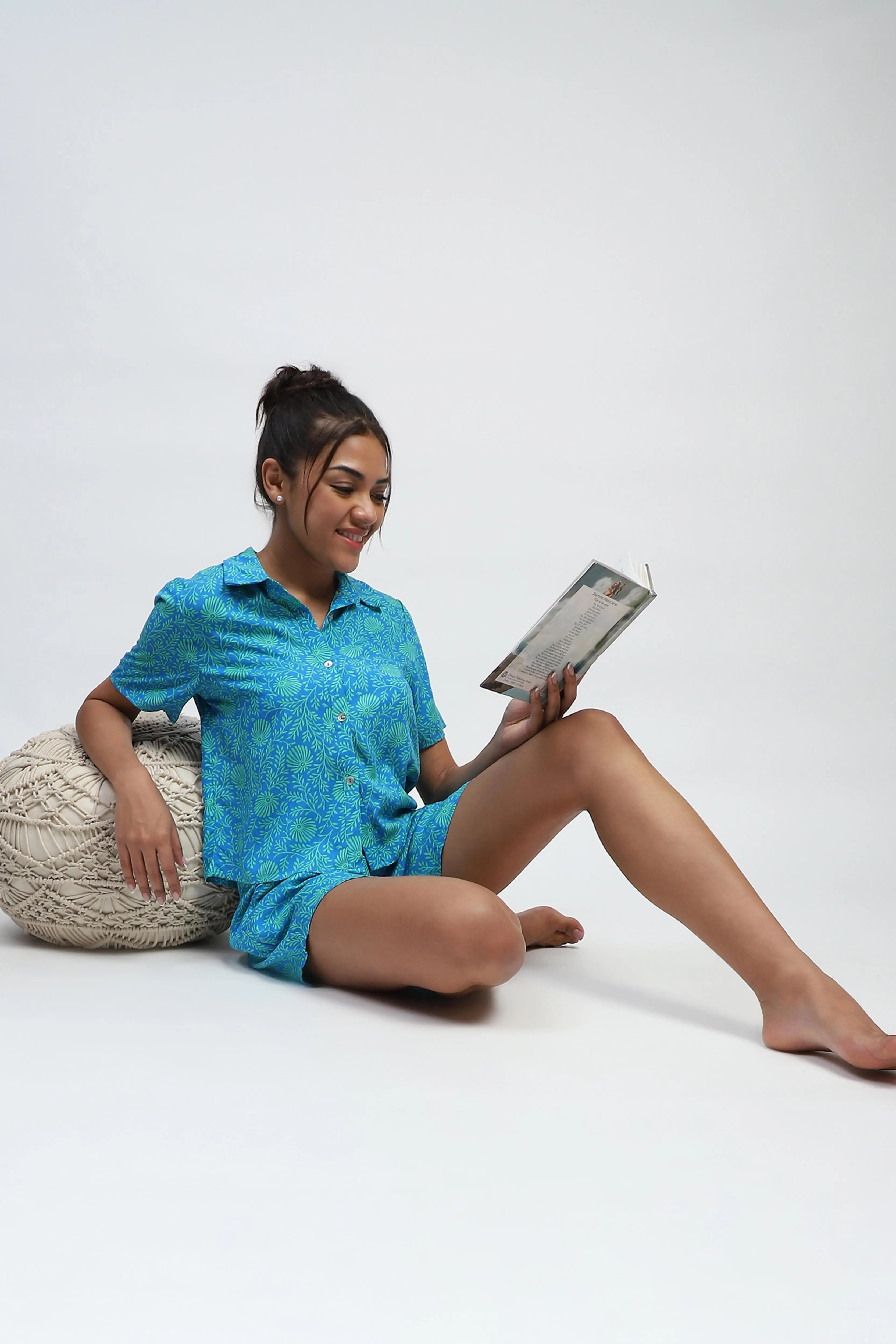 Royal Floral Print Rayon Loose Fit Shorts - Global Republic