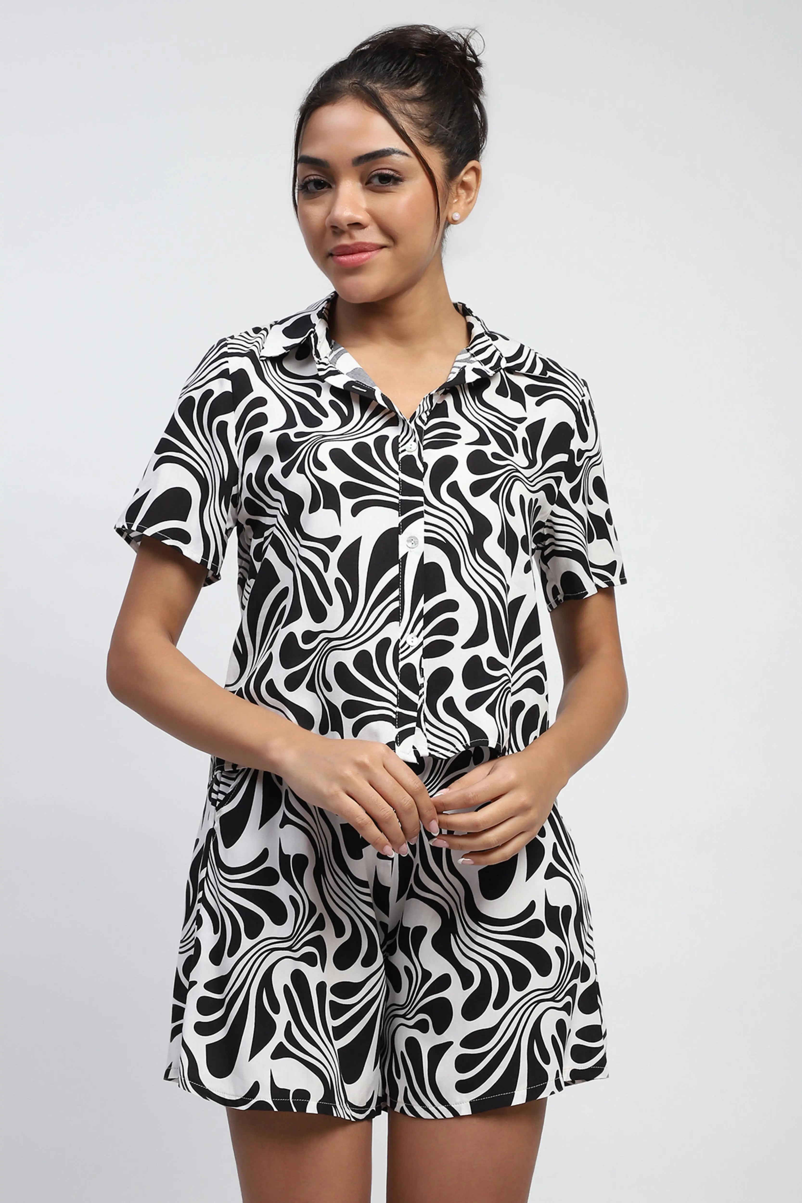Rayon Abstract Print Loose Fit Shirt - Global Republic