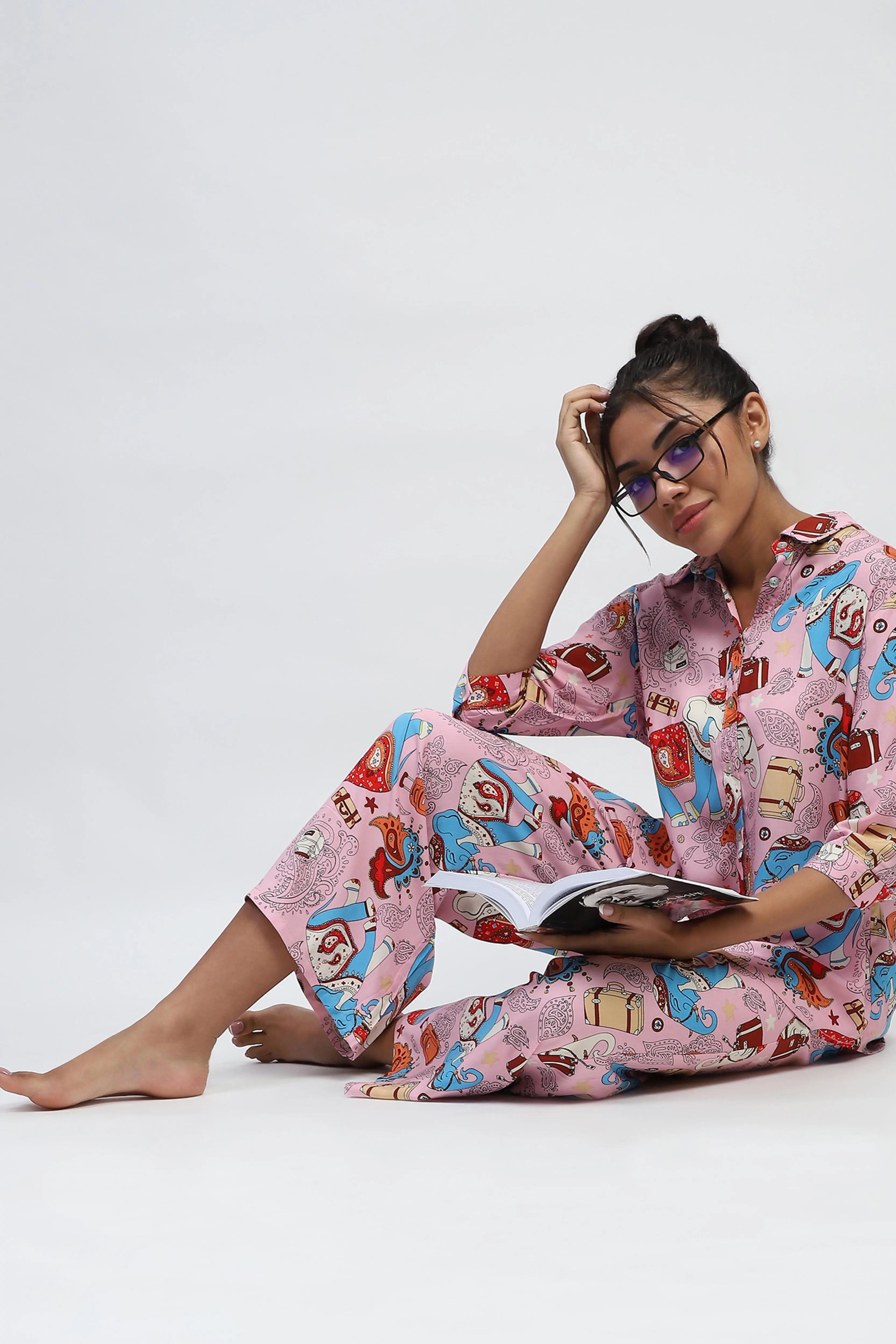 Pink Graphic Print Rayon Loose Fit Shirt - Global Republic