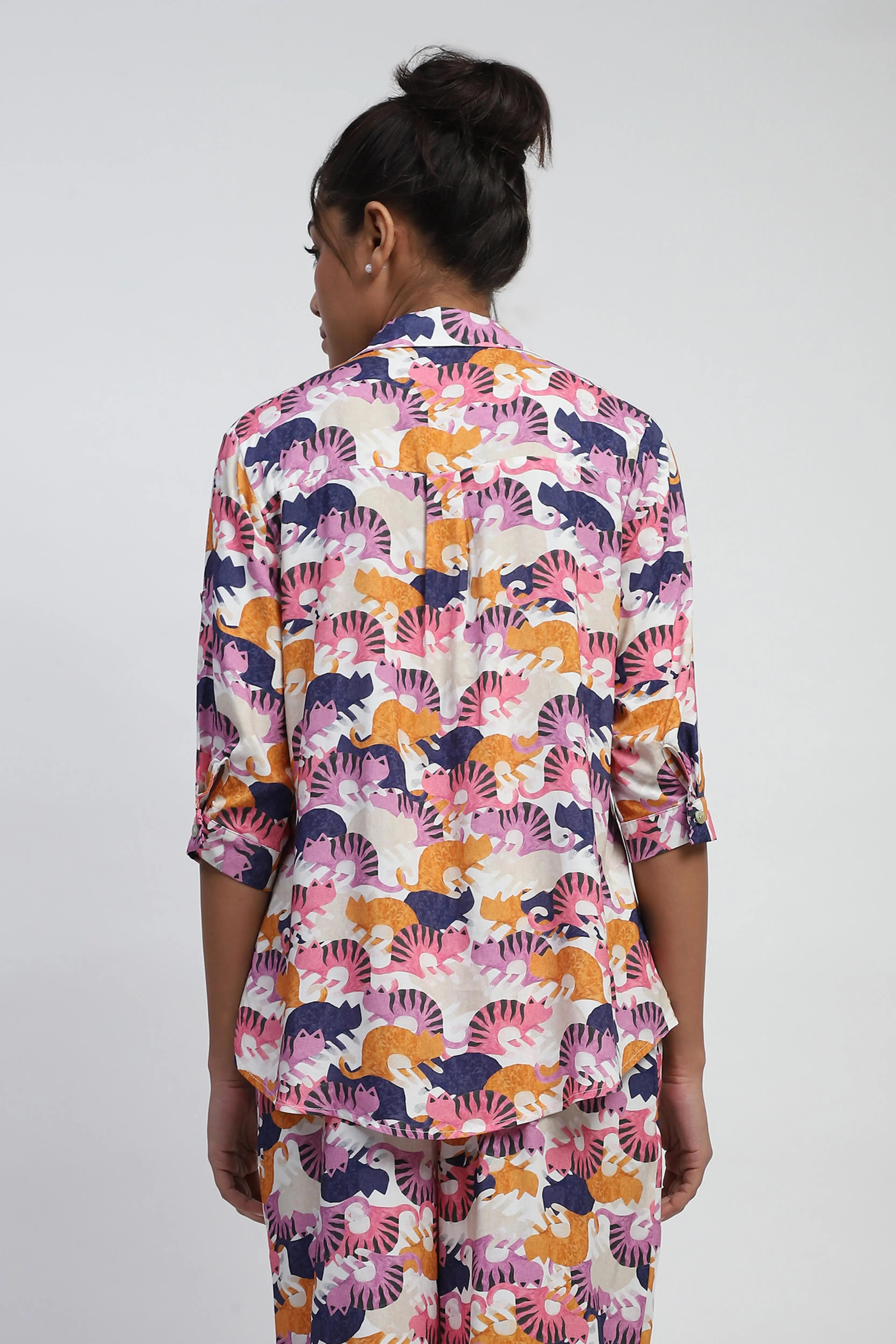 Multi Digital Print Rayon Loose Fit Shirt - Global Republic