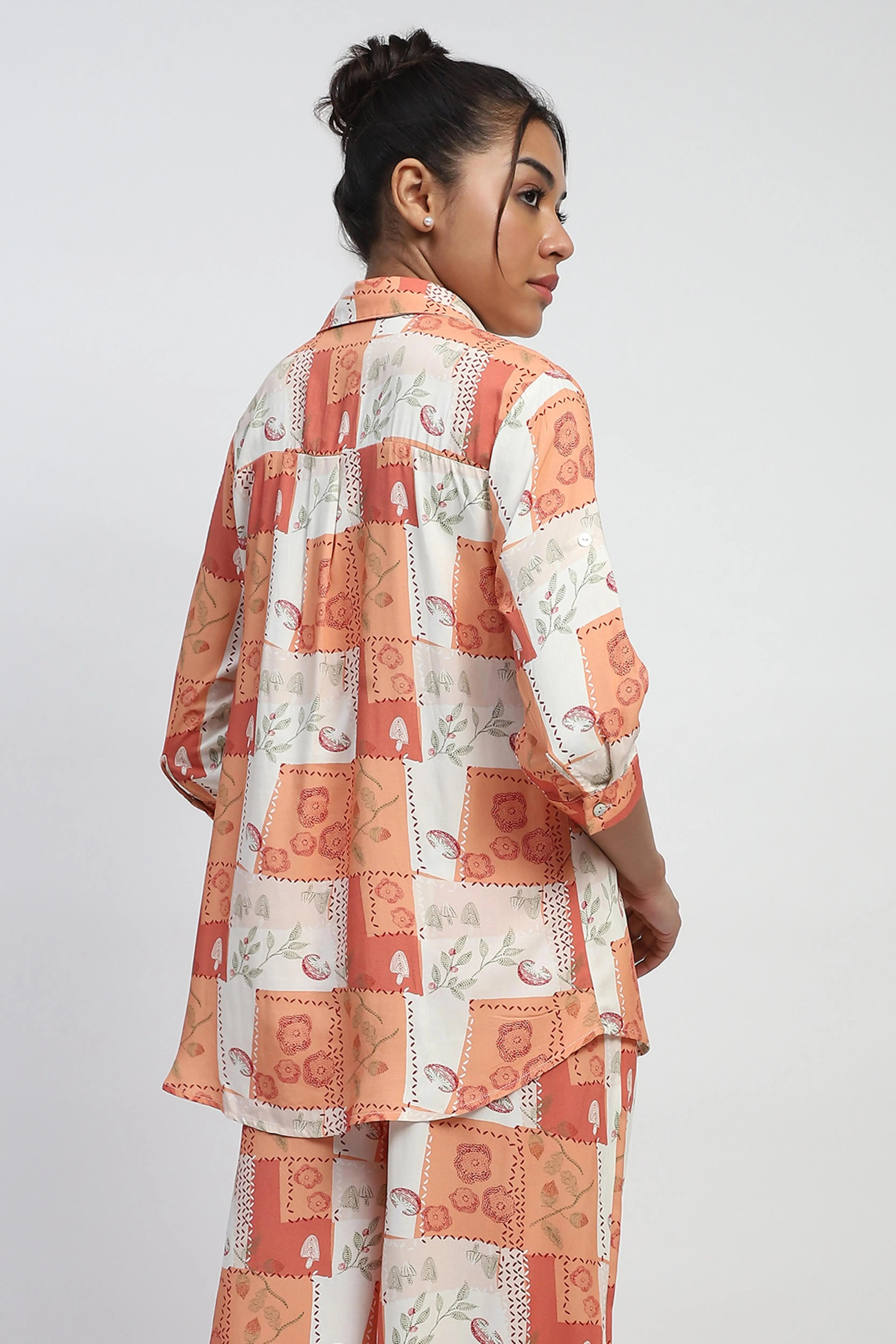 Brown Digital Print Rayon Shirt - Global Republic